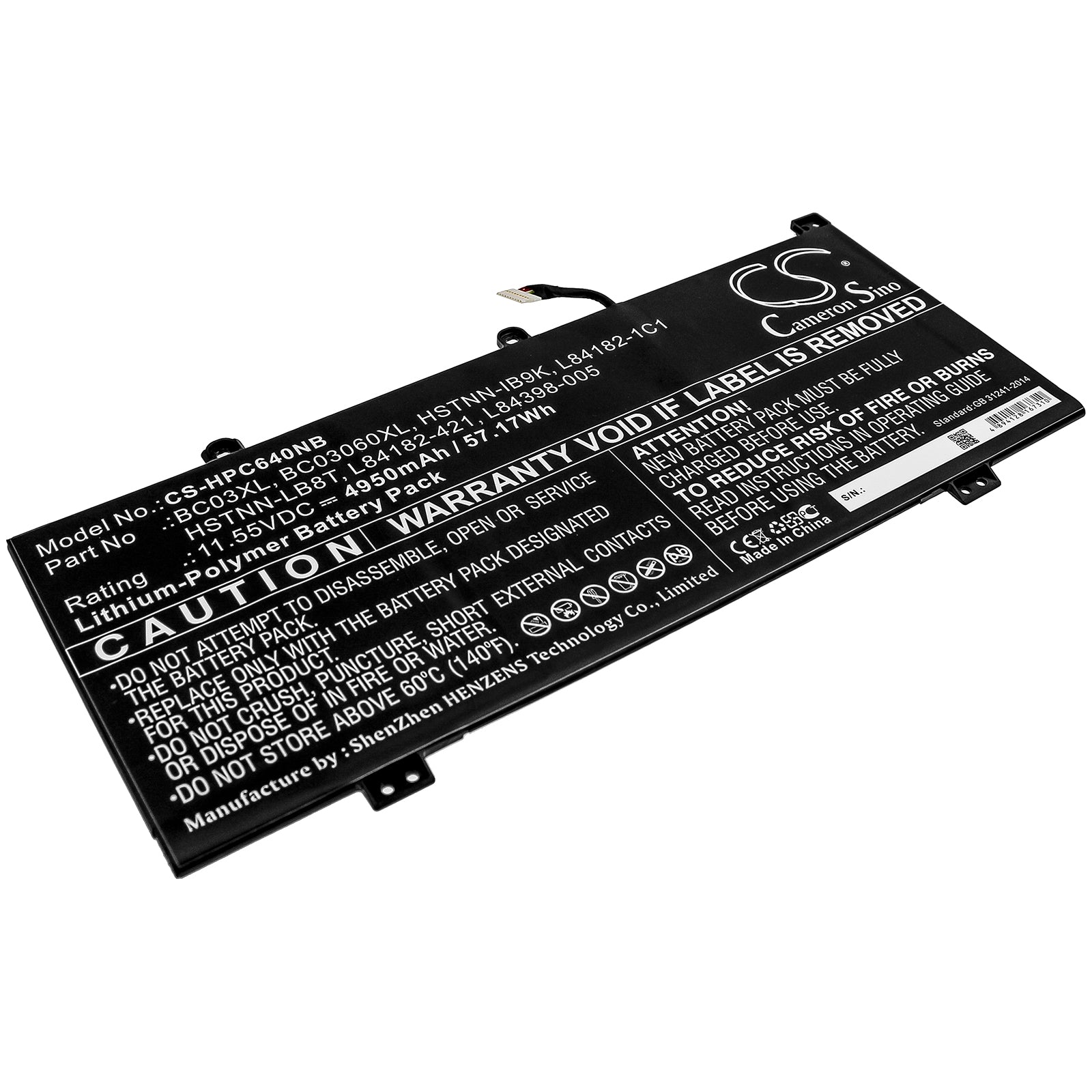 57.17Wh BC03XL Battery for HP Pro C640 Chromebook & X360 14C Series - 11.55V Li-Polymer Replacement
