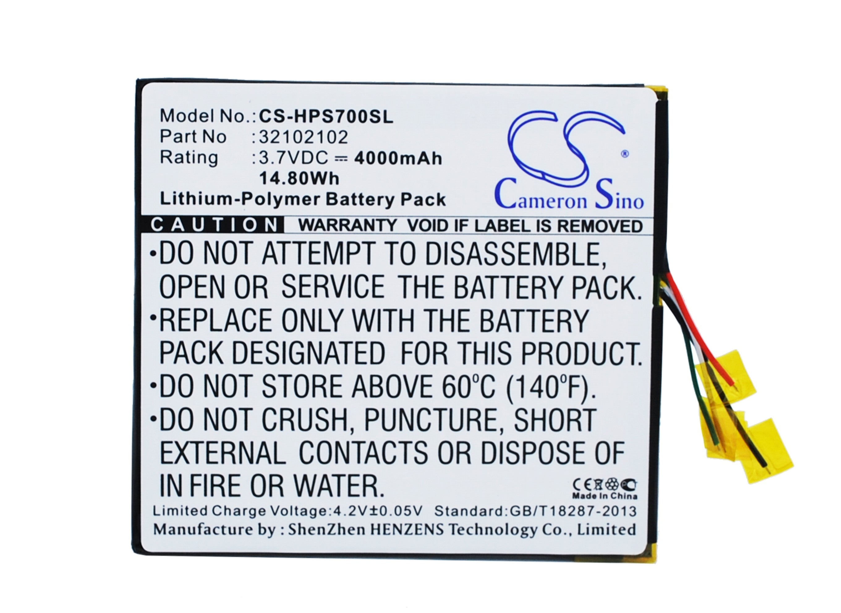 HP Slate 7 Extreme Tablet Battery - 4000mAh, 3.7V Li-Polymer Replacement Battery - 109x101x3.5mm
