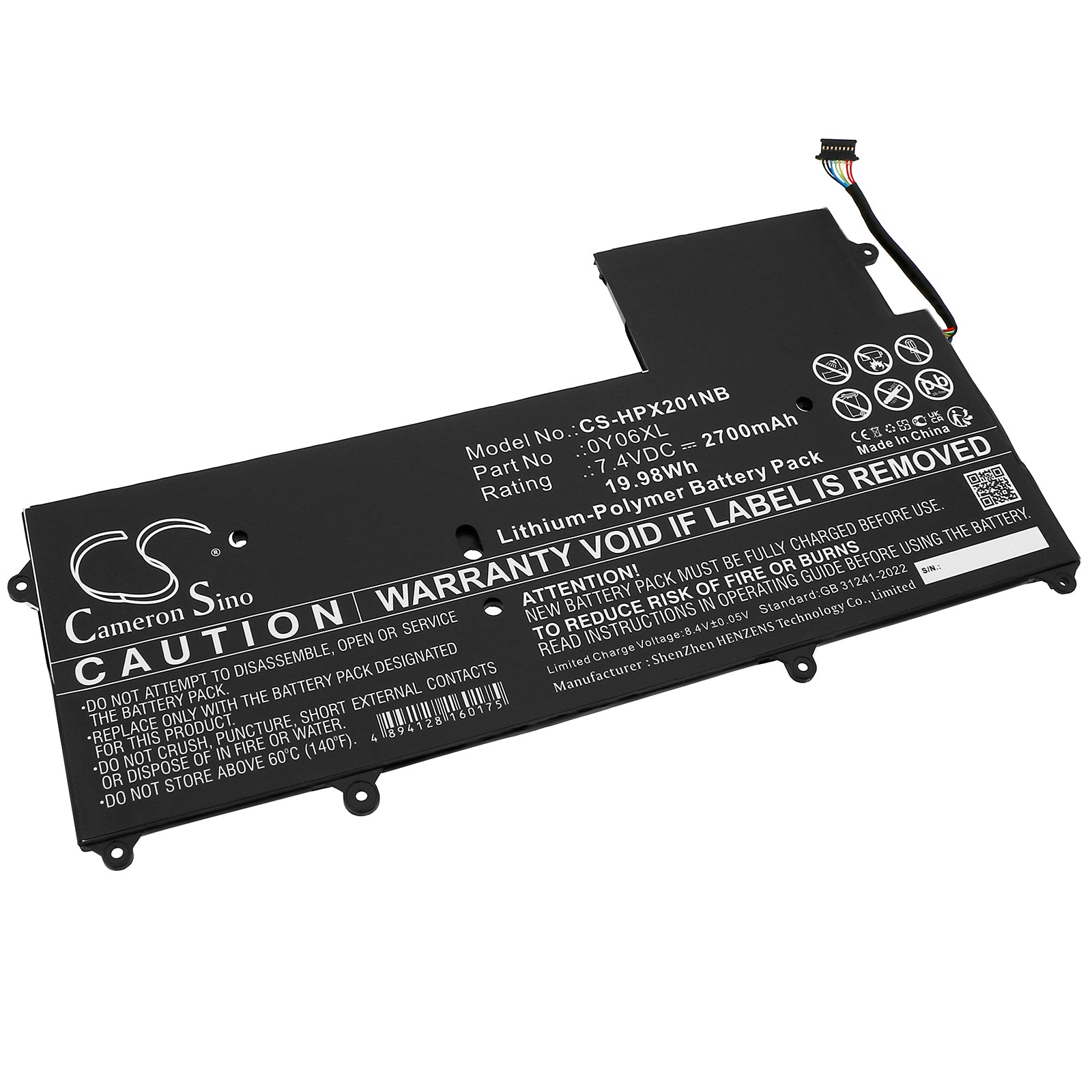 2700mAh Battery for HP Elite x2 1011 G1 Ultrabook - 7.4V Li-Polymer Replacement - 19.98Wh High Capacity
