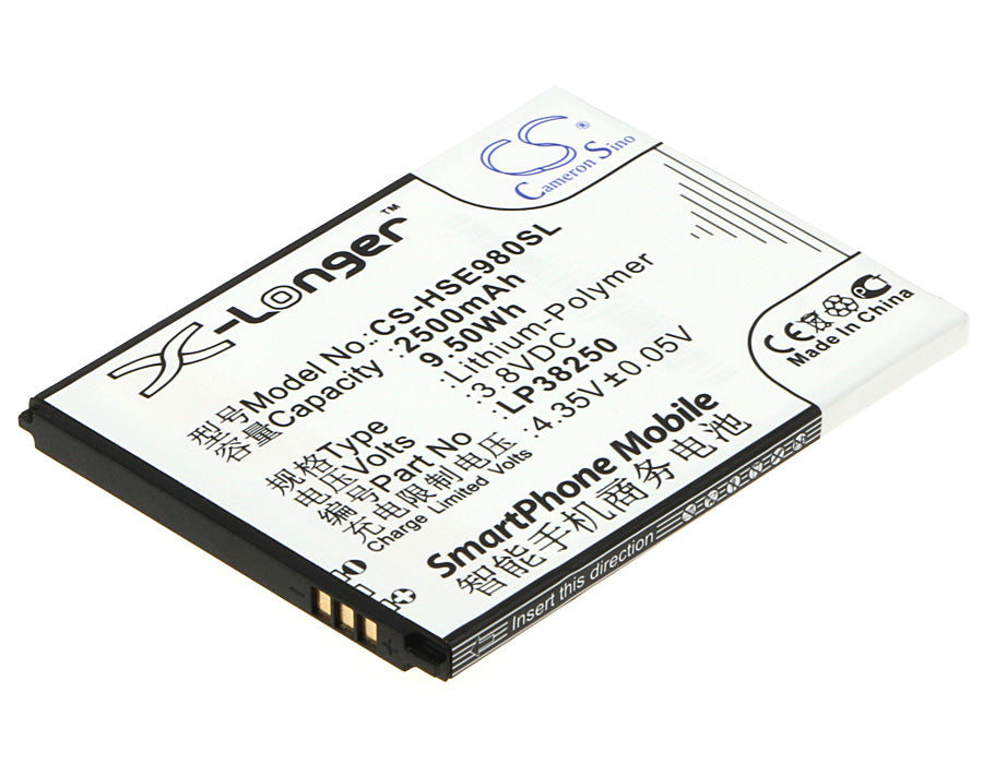 2500mAh 3.8V Li-Polymer Replacement Battery for Hisense Mira II T978, EG980, U980 Smartphones - High Capacity
