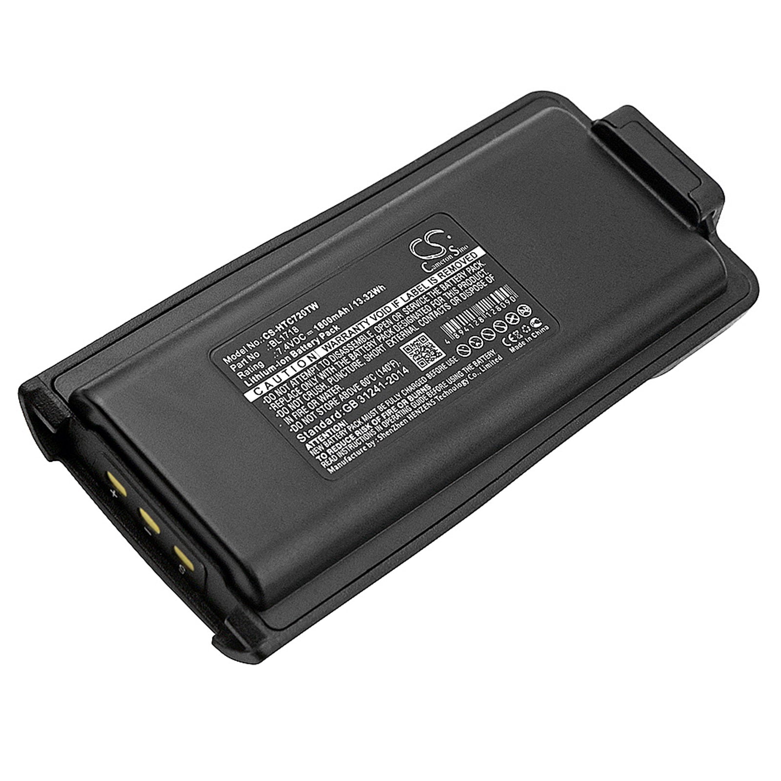 1800mAh Battery for Retevis RT1 & Tytera TC-720S Two-Way Radios, 7.4V 13.32Wh Li-ion Replacement Power Pack
