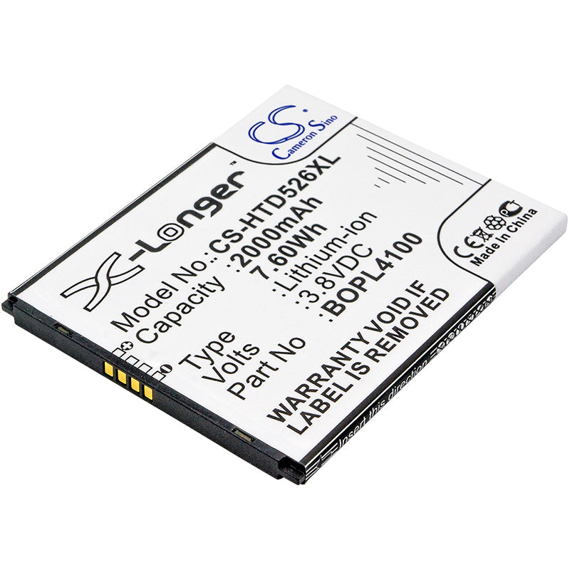 HTC Desire 526/526G+/326G Replacement Battery - 2000mAh 3.8V Li-ion - BOPL4100, HQ60331141000 - Phone Power Solution
