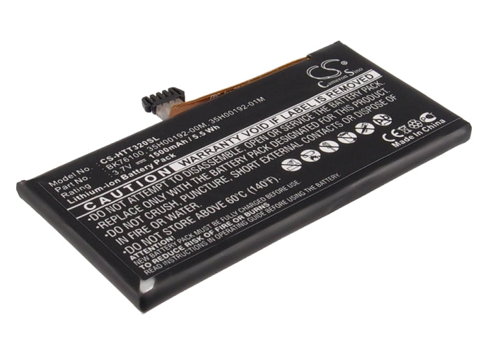 1500mAh Replacement Battery for HTC One V T320e Primo - 3.7V Li-Polymer - PK76110 Compatible
