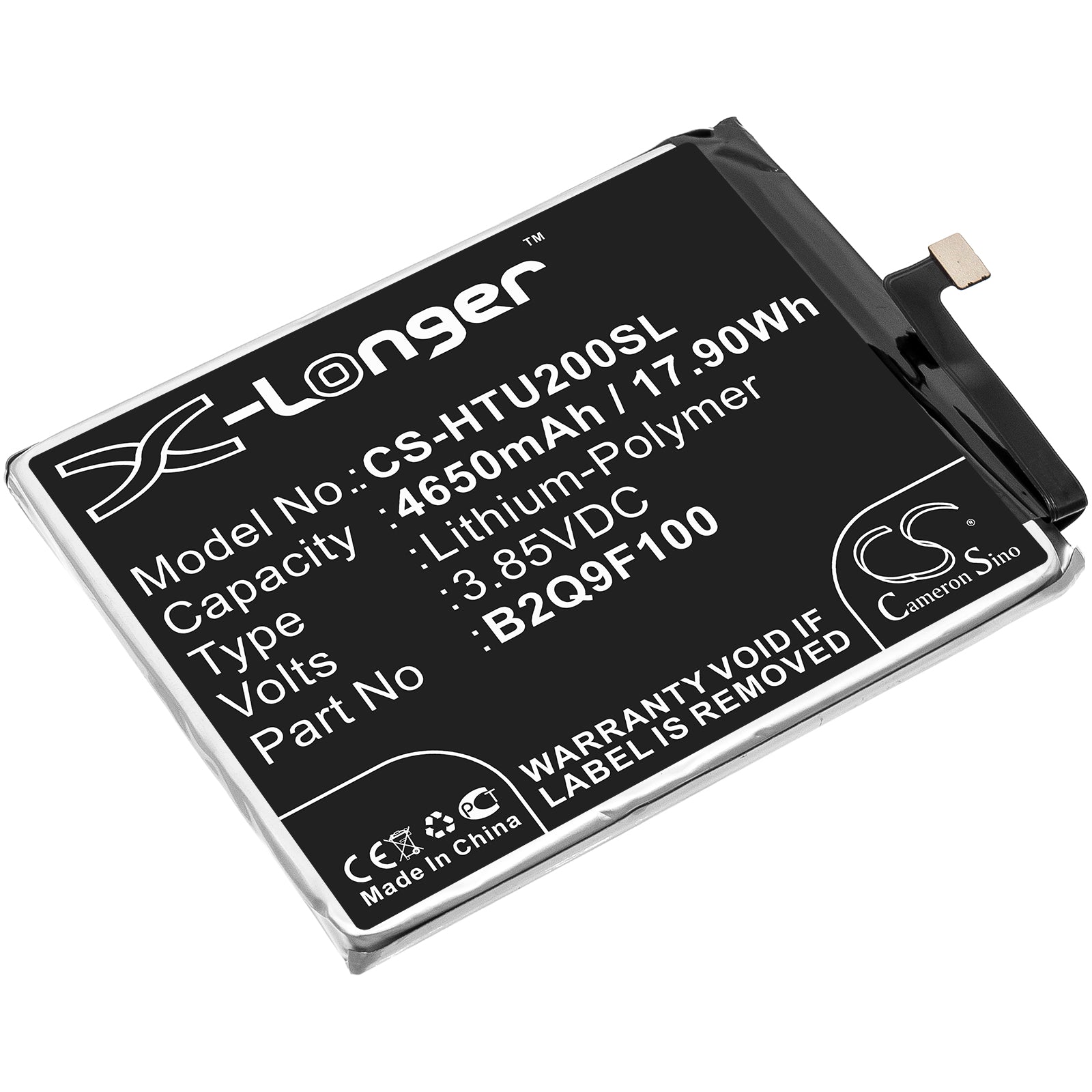 4650mAh Replacement Battery for HTC U20 5G, F233 Mobile - 3.85V 17.90Wh Li-Polymer B2Q9F100
