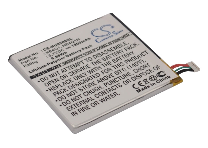 1800mAh 3.7V Li-Polymer Replacement Battery for Huawei Ascend D1 XL, U9500, T9200 Smartphones - HB4Q1/HB4Q1H 
