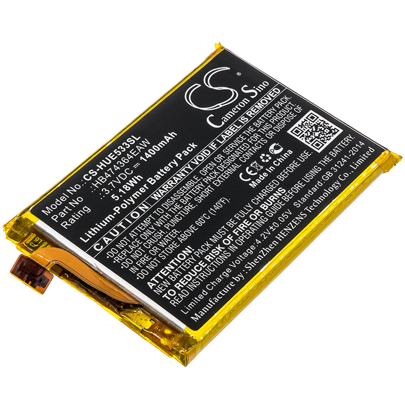 1400mAh Replacement Battery for Huawei E5338 E5338-BK Hotspot - 3.7V Li-Polymer HB474364EAW 5.18Wh
