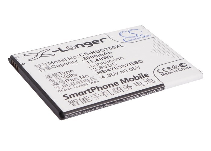 3000mAh Replacement Battery for Huawei Ascend G750 & Honor 3X Pro - 3.8V Li-ion, Phone Repair, Model HB476387RBC
