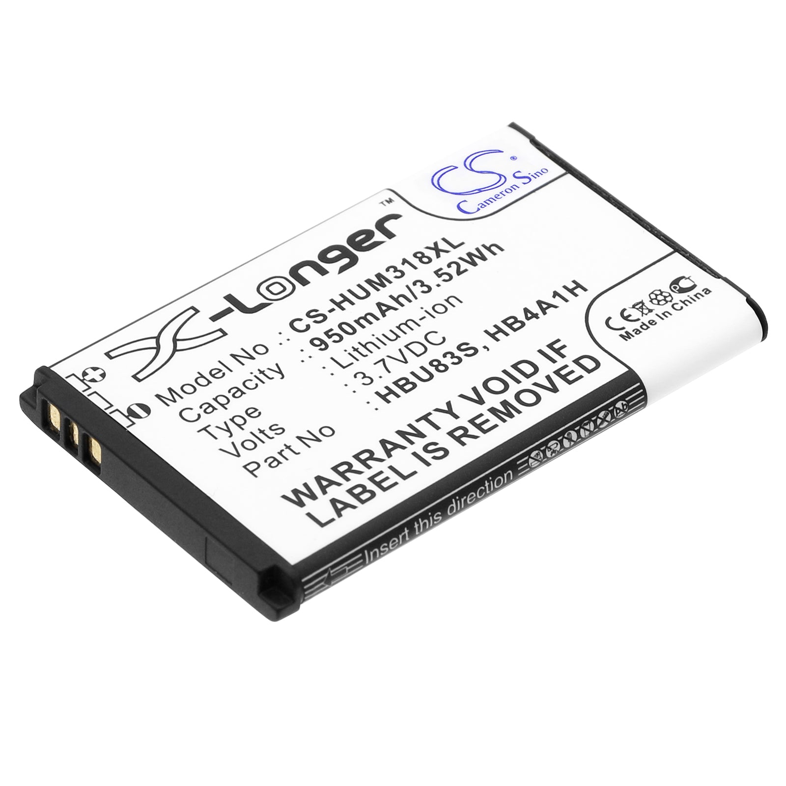 950mAh 3.7V Replacement Battery for AT&T GoPhone U2800A, Vodafone VF716, Huawei U3900, MetroPCS M635
