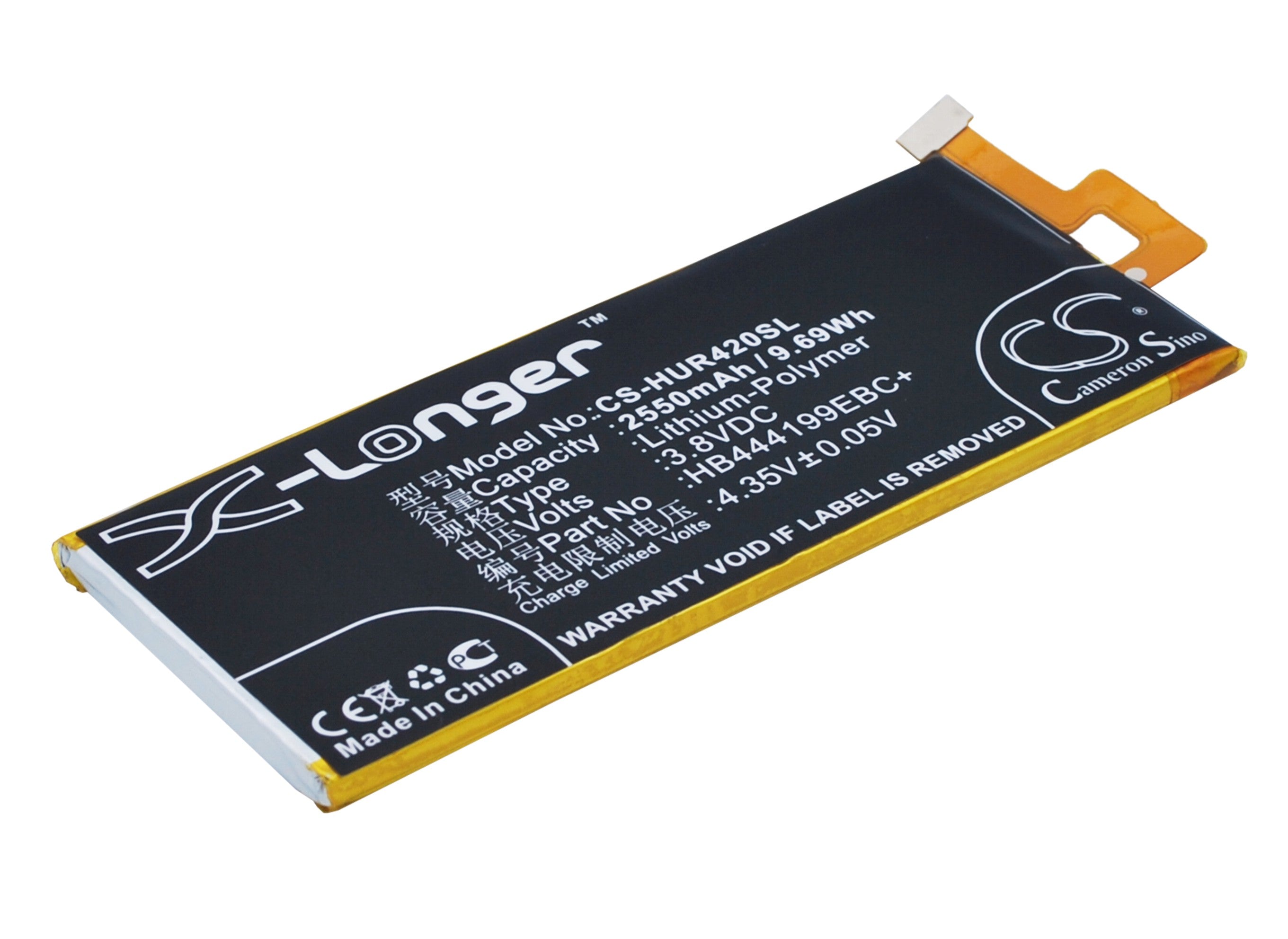 2550mAh Replacement Battery for Huawei Honor 4C & G Play Mini HB444199EBC - 3.8V Li-Polymer
