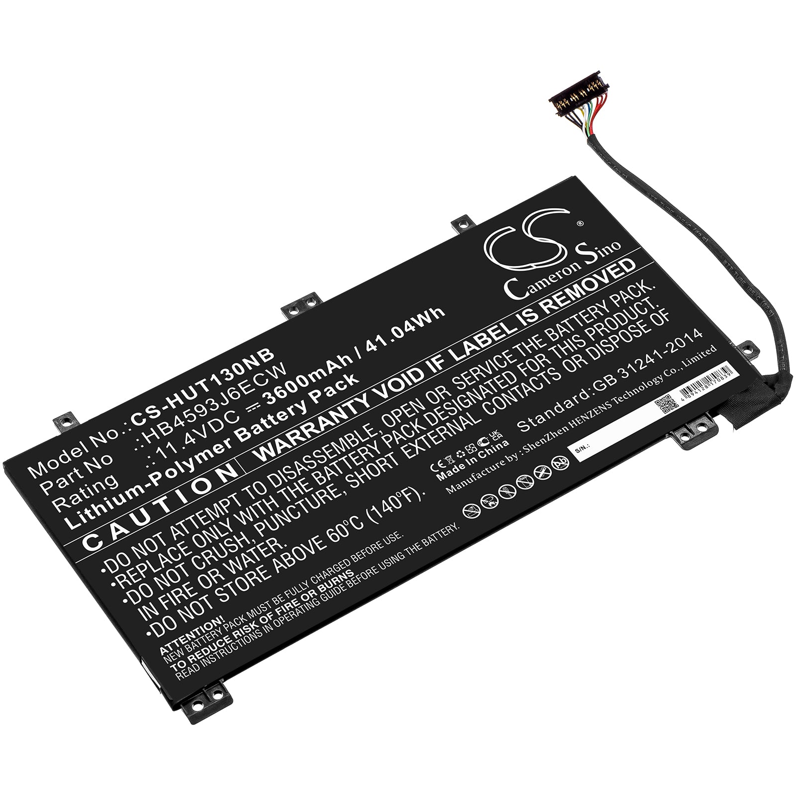 41.04Wh 3600mAh Replacement Battery for Huawei MateBook 13/i7 2020 (WRT-W19/WX9/W29/W19L) Laptop - High Capacity