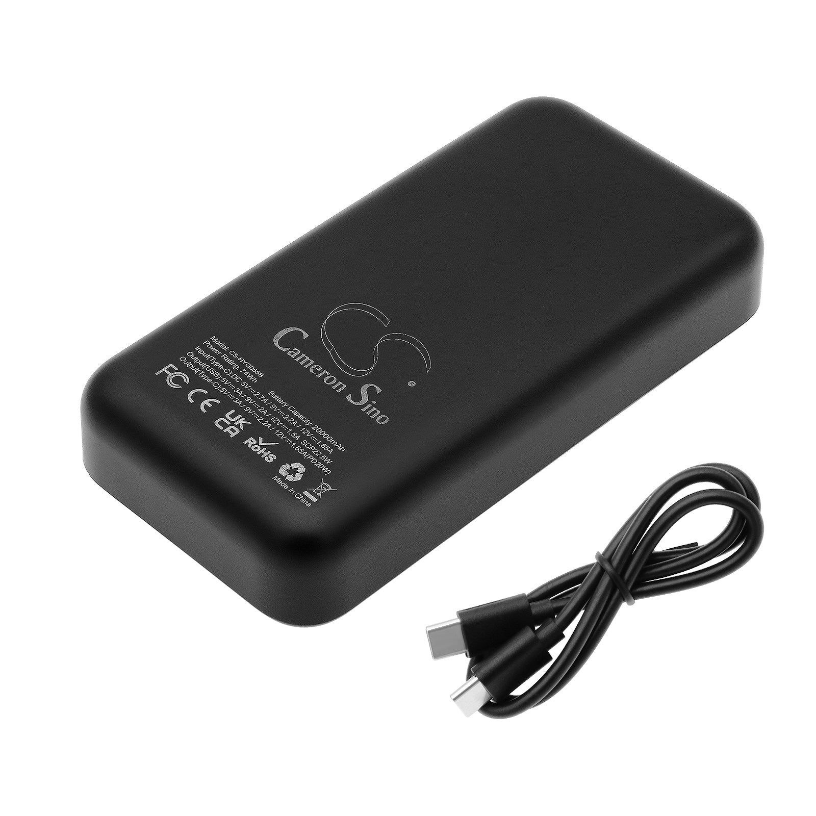 20000mAh QC3.0 & PD 18W Portable Power Bank - Universal Mobile Phone Charger, 137.4x70x27.6mm, 100Wh 
