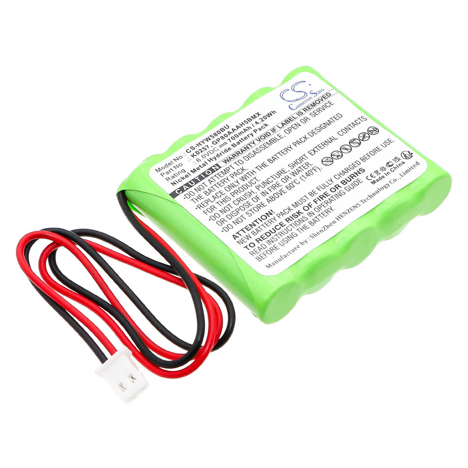 700mAh 6.0V Ni-MH Battery for Honeywell 5800RP Wireless Repeater & 55111-05, K0257 Alarm System

