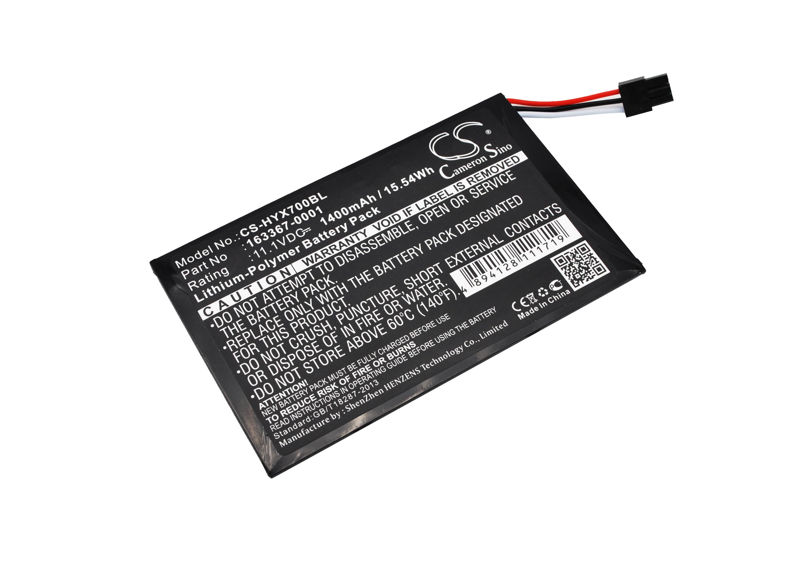1400mAh Replacement Battery for Honeywell TX700 & TX800 Barcode Scanners, 11.1V Li-Polymer
