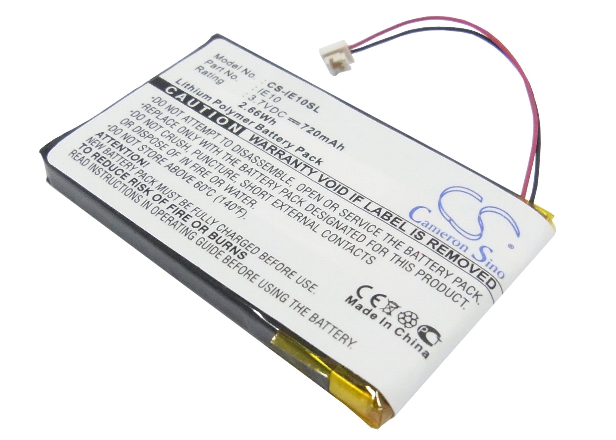 720mAh Replacement Battery for iRiver E10 E10CT HDD Jukebox - 3.7V Li-Polymer - Media Player Battery
