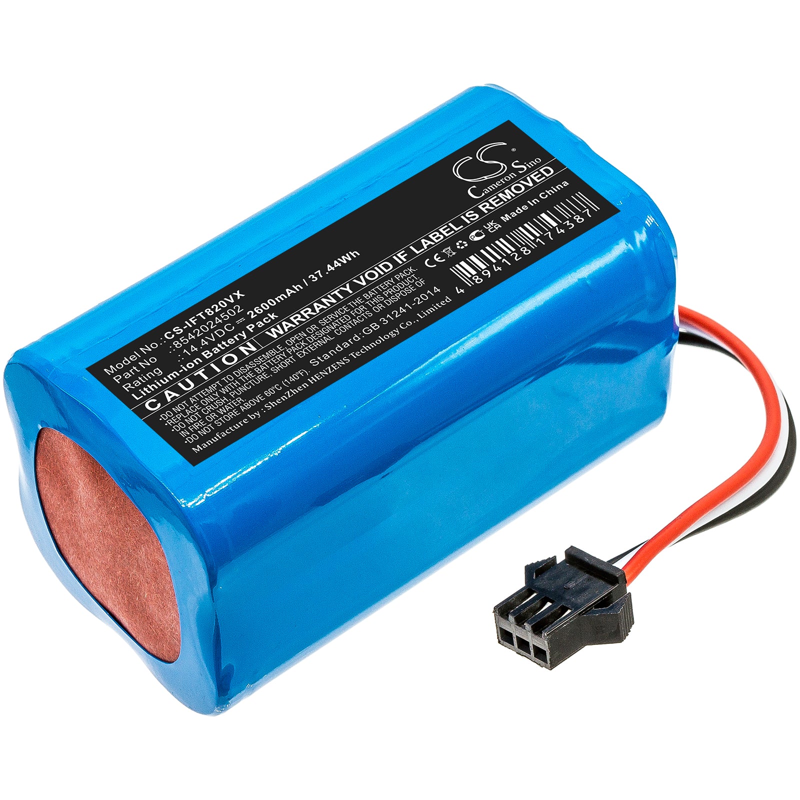 2600mAh Battery for Deik MT820 & Infinuvo Hovo 700 Robotic Vacuum - 14.4V 37.44Wh Li-ion Replacement

