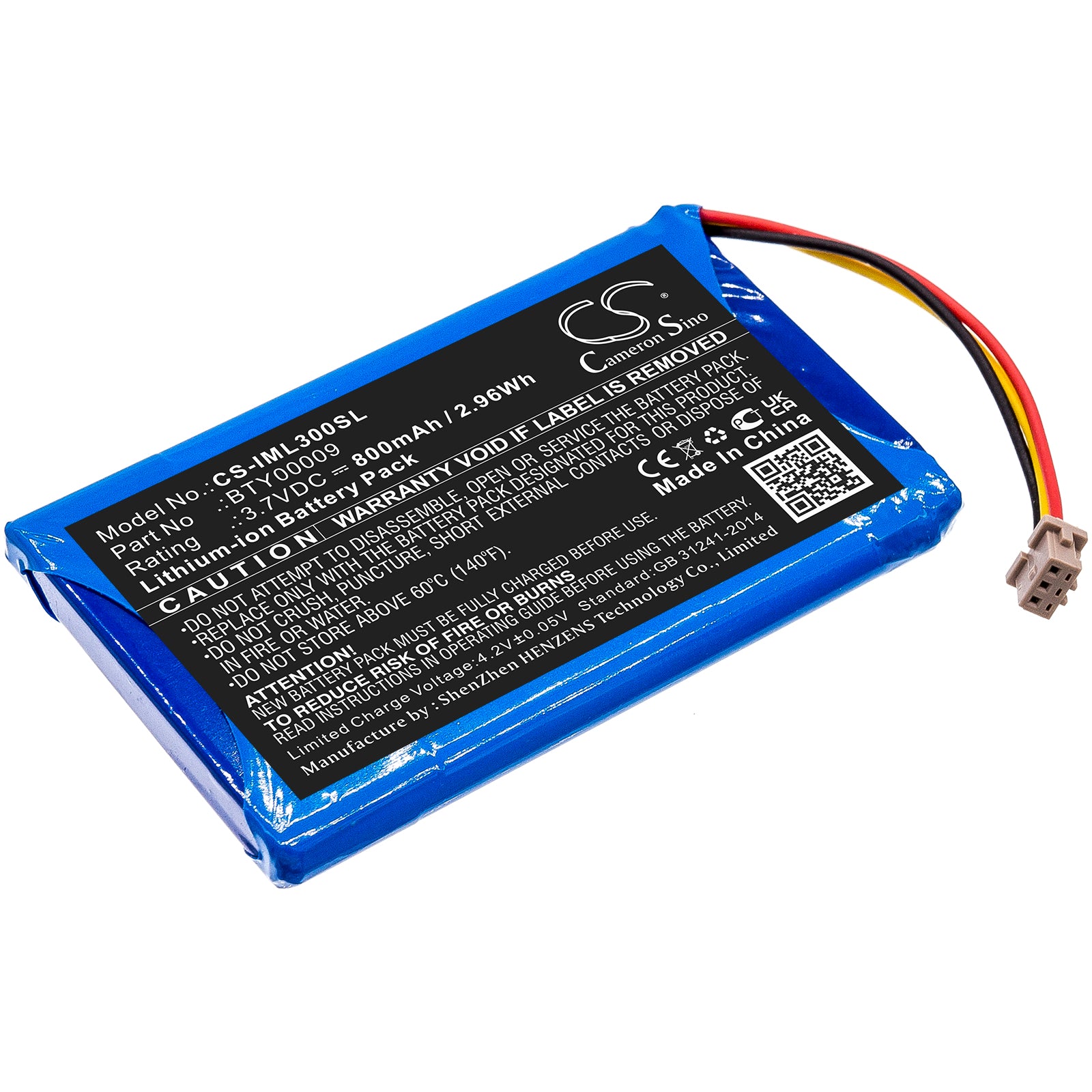 800mAh Replacement Battery for Ingenico Vital Act 3S Payment Terminal, 3.7V Li-ion BTY00009
