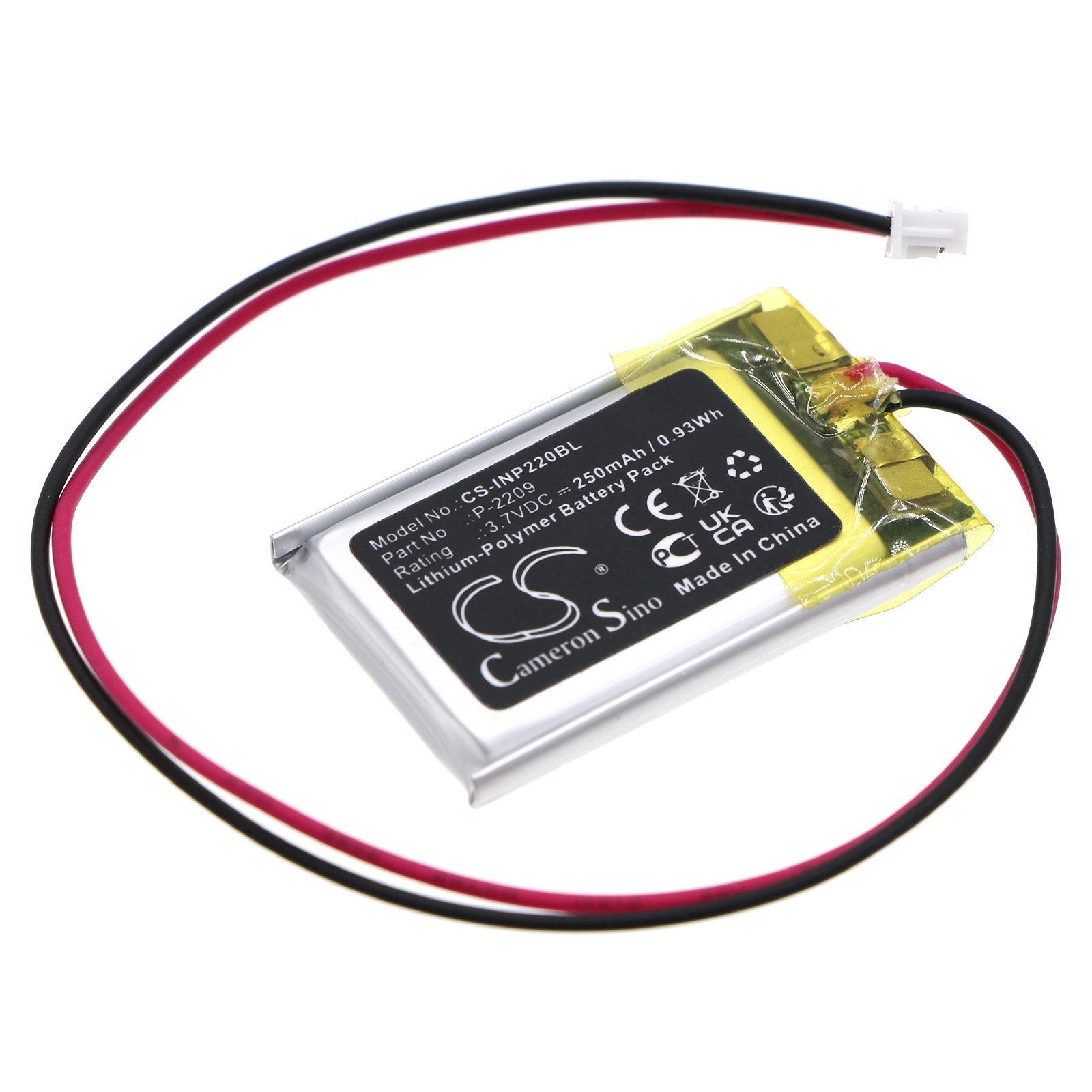 250mAh Li-Po Battery for INT RASTER Memory Backup & Terminals - 3.7V, 0.93Wh, 31.8x20x5mm
