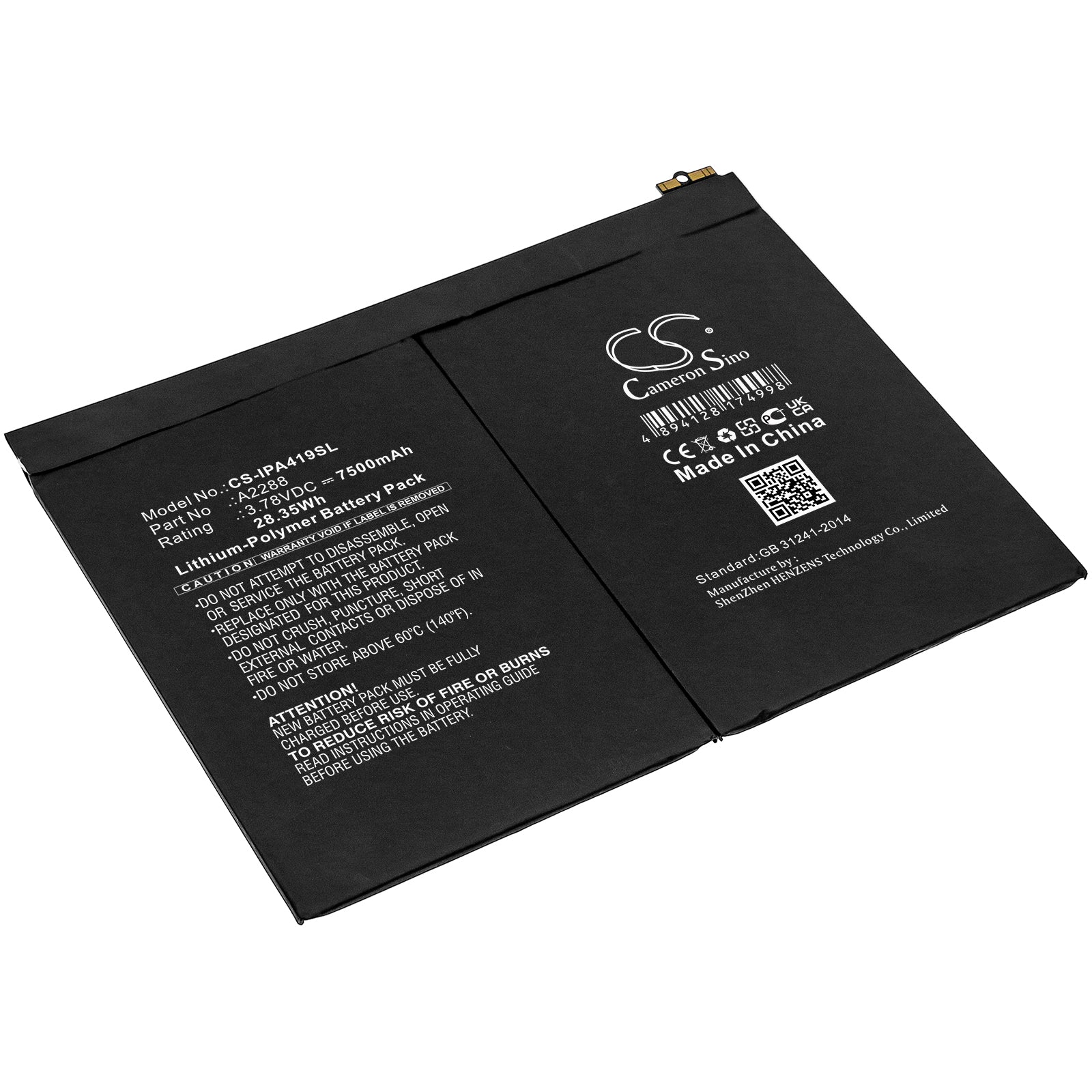 28.35Wh 7500mAh Battery for iPad Air 4 10.9" (2020) - A2324, A2072, A2325 - Tablet Replacement Battery
