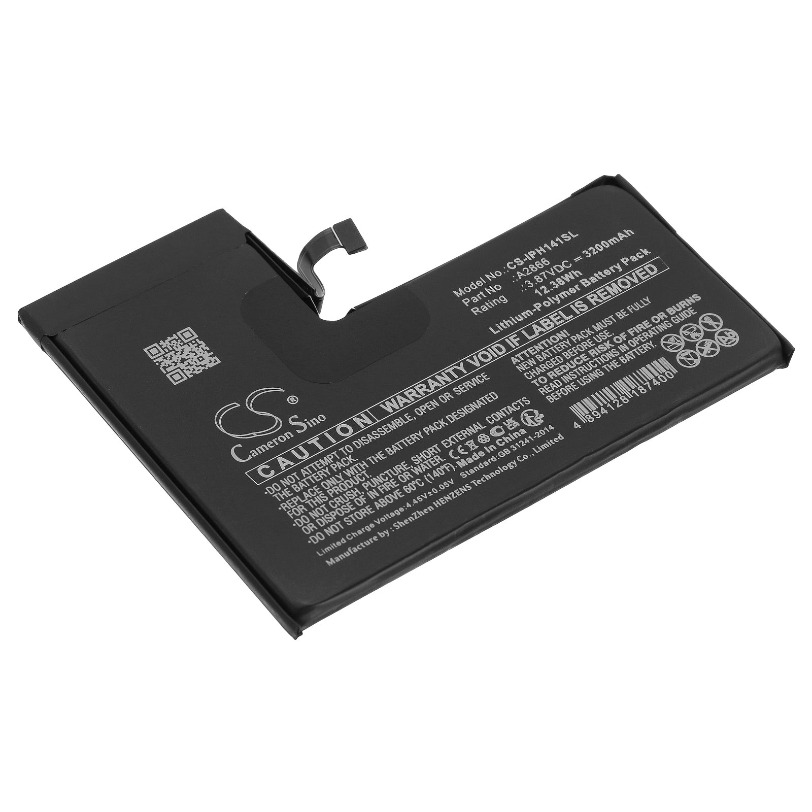 3200mAh Replacement Battery for iPhone 14 Pro A2866 - Premium Li-Polymer, 3.87V, Extended Life
