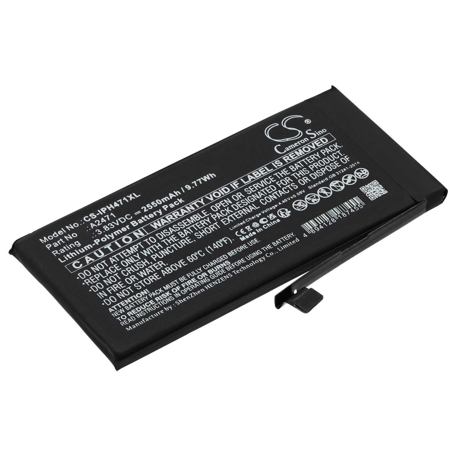 2550mAh Replacement Battery for Apple iPhone 12 Mini (A2471) - 3.83V Li-Polymer - Mobile Phone Repair
