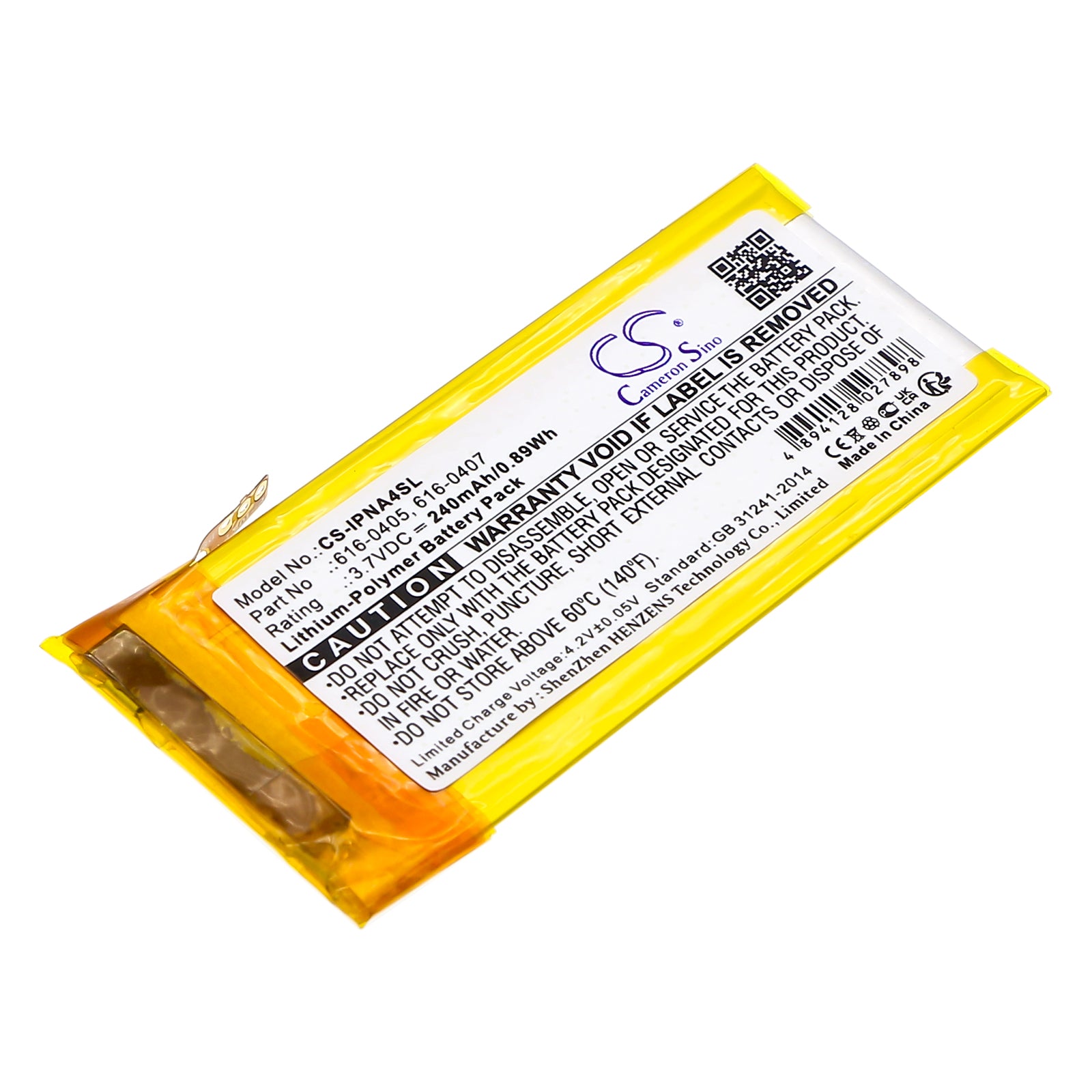 240mAh Replacement Battery for iPod Nano 4th Gen 4GB/8GB/16GB (MB903LL/A) - 3.7V Li-Polymer - Fix Power Issues
