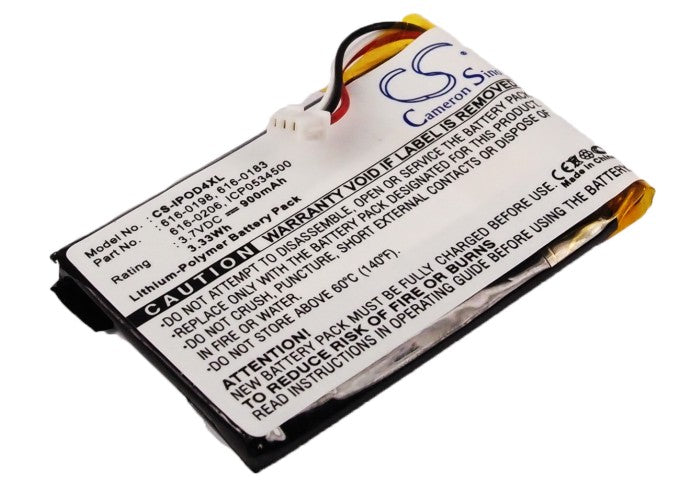900mAh 3.7V Li-Polymer Replacement Battery for Apple iPod 4th Gen & iPod Photo 20GB to 60GB
