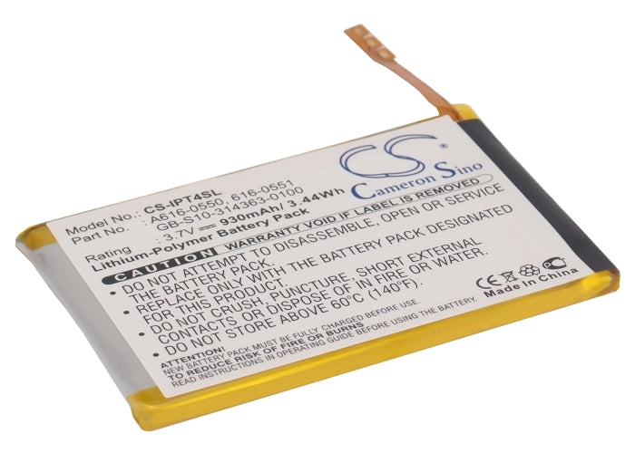 Apple iPod Touch 4th Gen Battery Replacement - 930mAh, 3.7V Li-Polymer, Media Player Battery, 61.3x42.3x3mm
