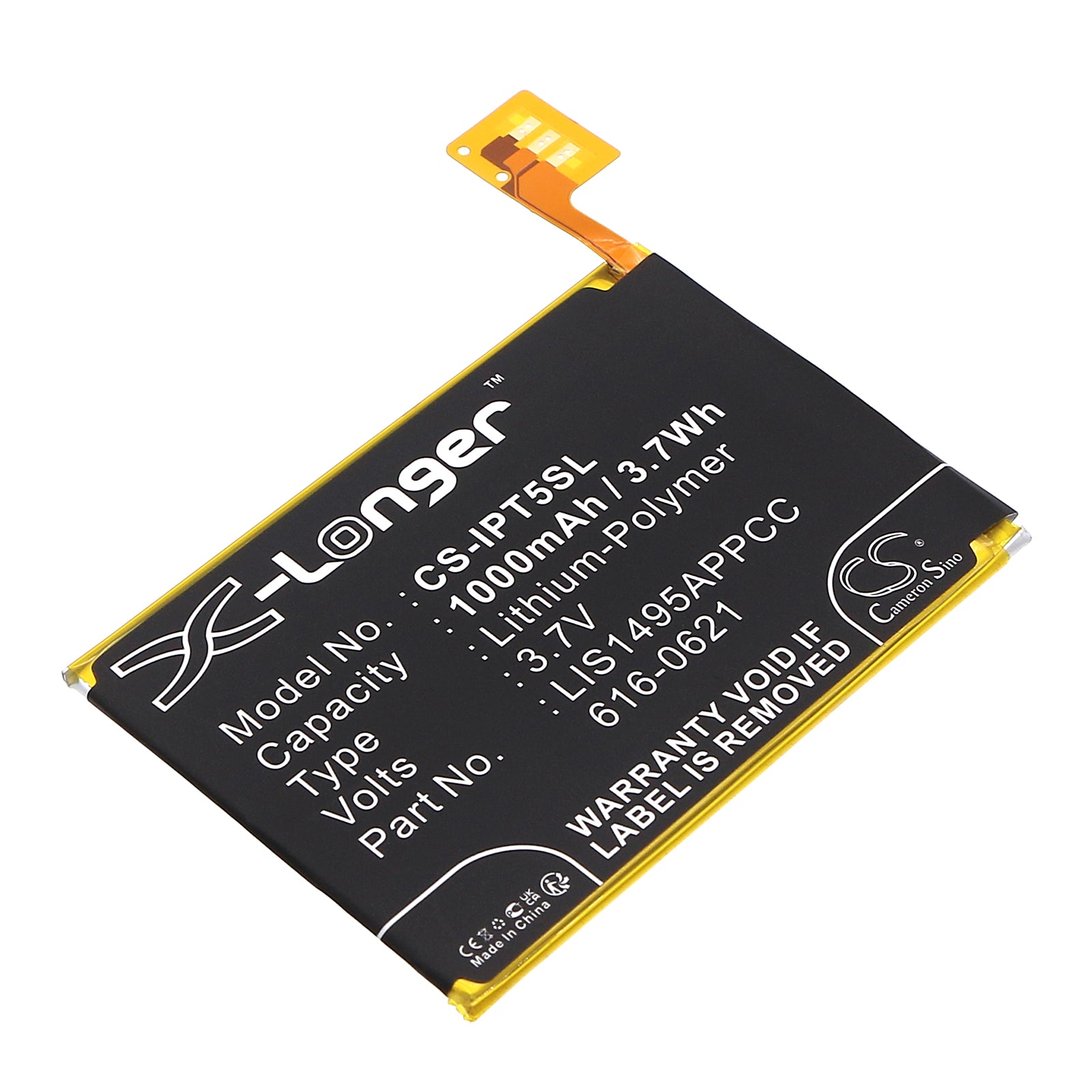 1000mAh Replacement Battery for Apple iPod Touch 5 - High Capacity 3.7V Li-Polymer - Apple 616-0621 Compatible
