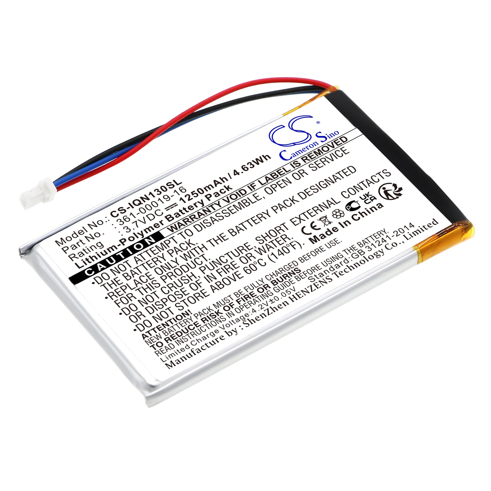 1250mAh 3.7V Li-Polymer Replacement Battery for Garmin Nuvi 1300, 1350T, 1370, 1390T GPS Navigator 

