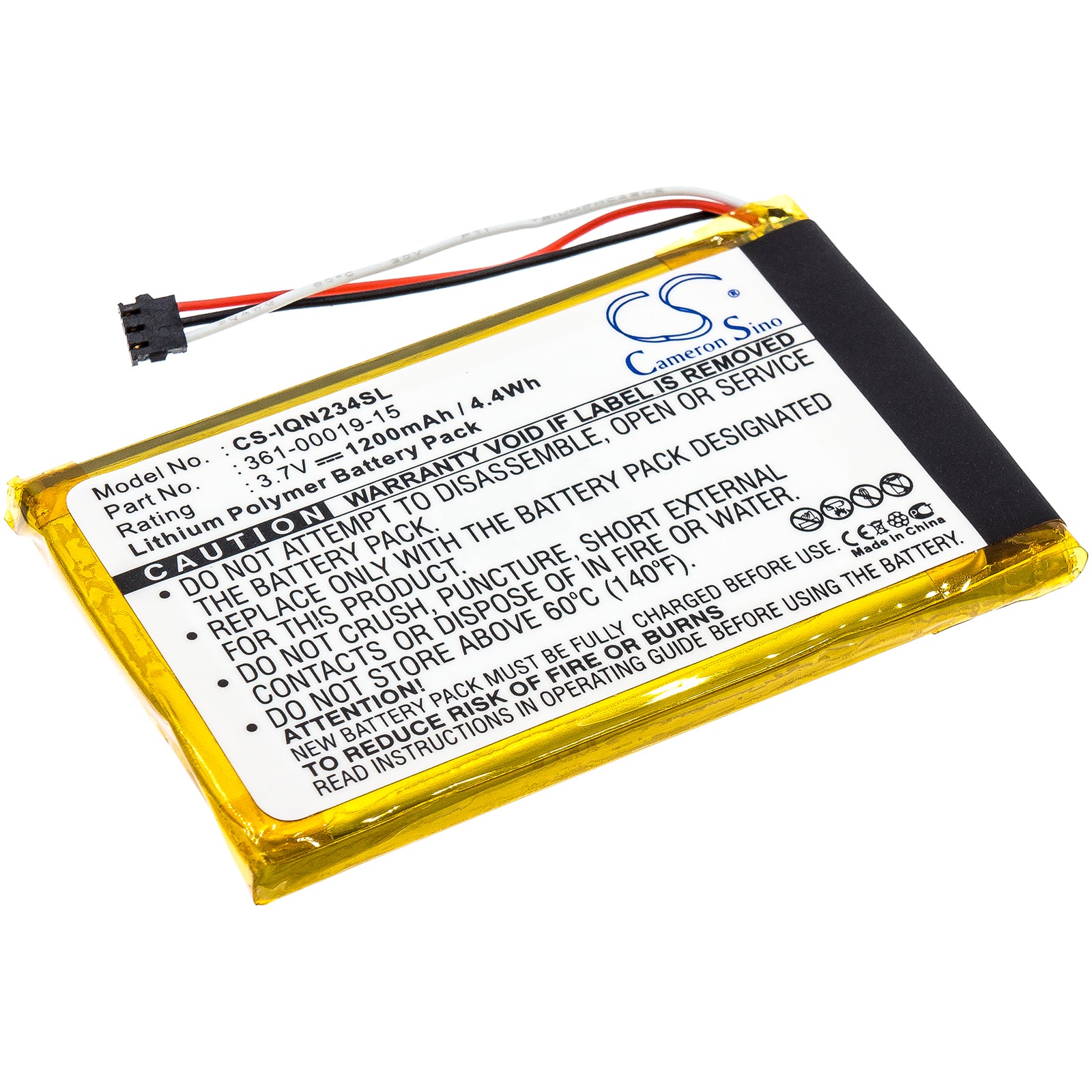 1200mAh Replacement Battery for Garmin NuLink 2340 & 2390 GPS Navigator, 3.7V Li-Polymer, Extended Life
