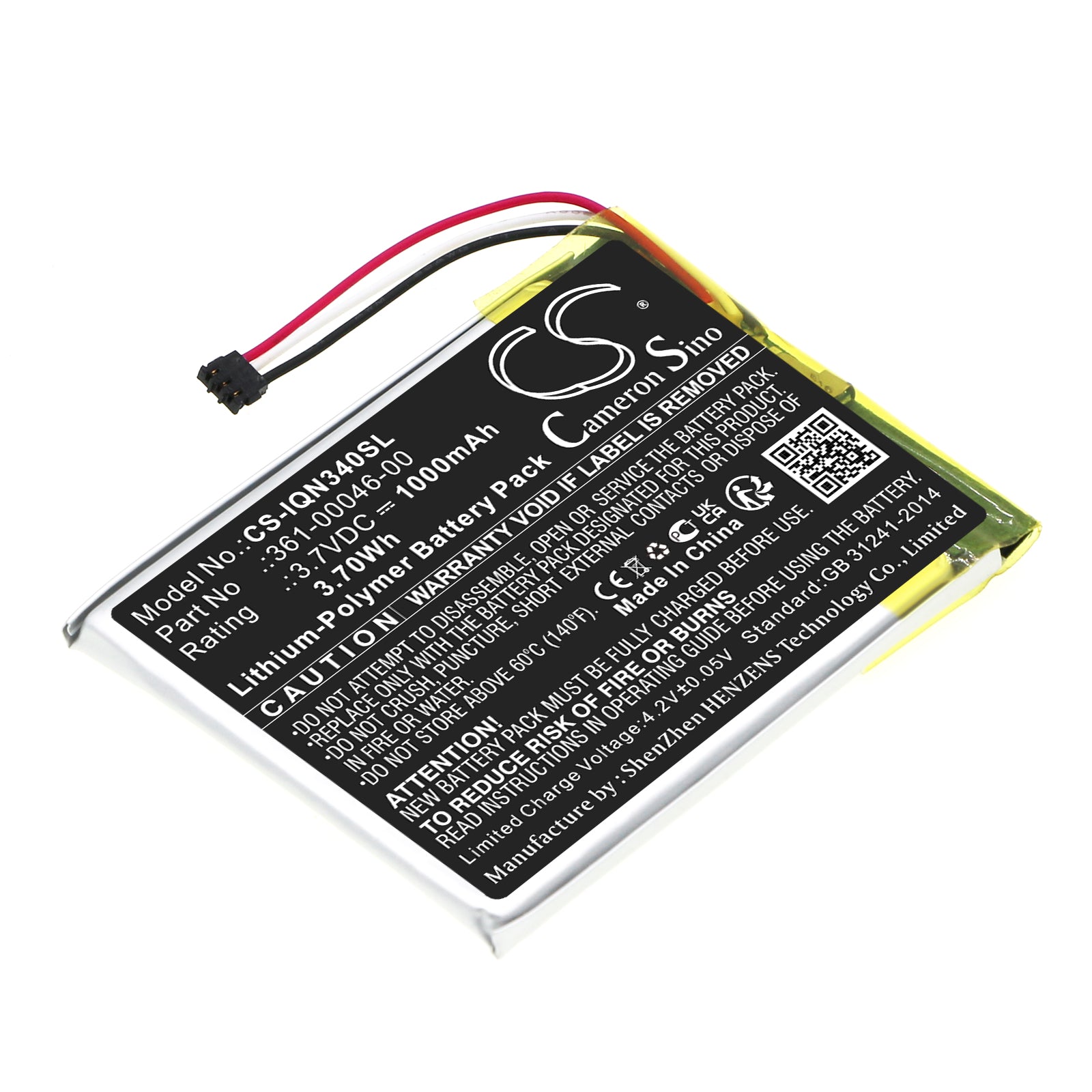 1000mAh Replacement Battery for Garmin Nuvi & Dash Cam: 3490LMT, GDR45, 3750 - 3.7V Li-Polymer GPS Navigator
