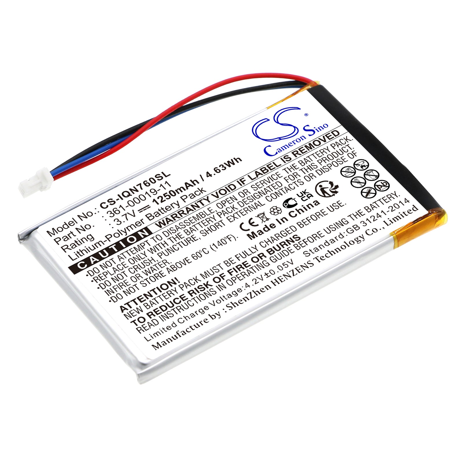 1250mAh Replacement Battery for Garmin Nuvi GPS - 760, 710, 765, 3590 Models - 3.7V Li-Polymer GPS Navigator Battery
