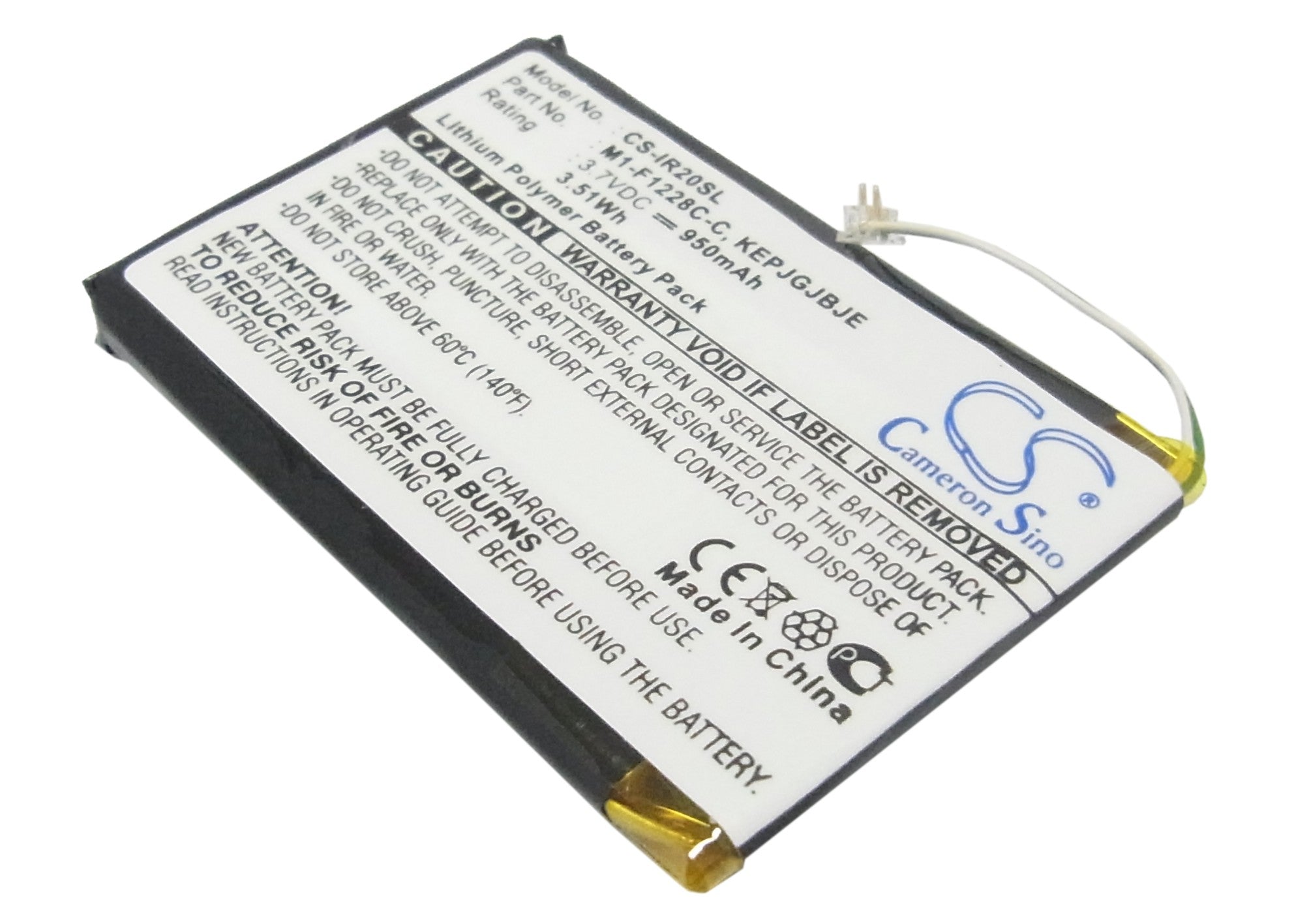 950mAh Battery Replacement for iRiver Clix Plus/2/U20 Media Players - 3.7V Li-Polymer Battery

