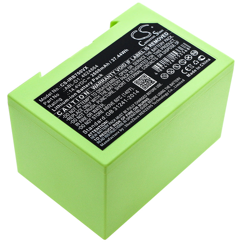 2600mAh Replacement Battery for iRobot Roomba i7, i7+, e5 Series - 14.4V Li-ion Vacuum Battery
