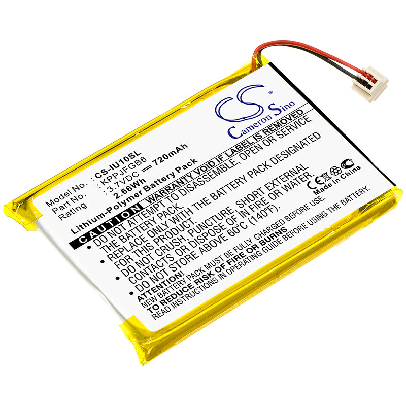 720mAh Replacement Battery for iRiver Clix 2GB, 4GB, U10, U10CT Media Player - 3.7V Li-Polymer
