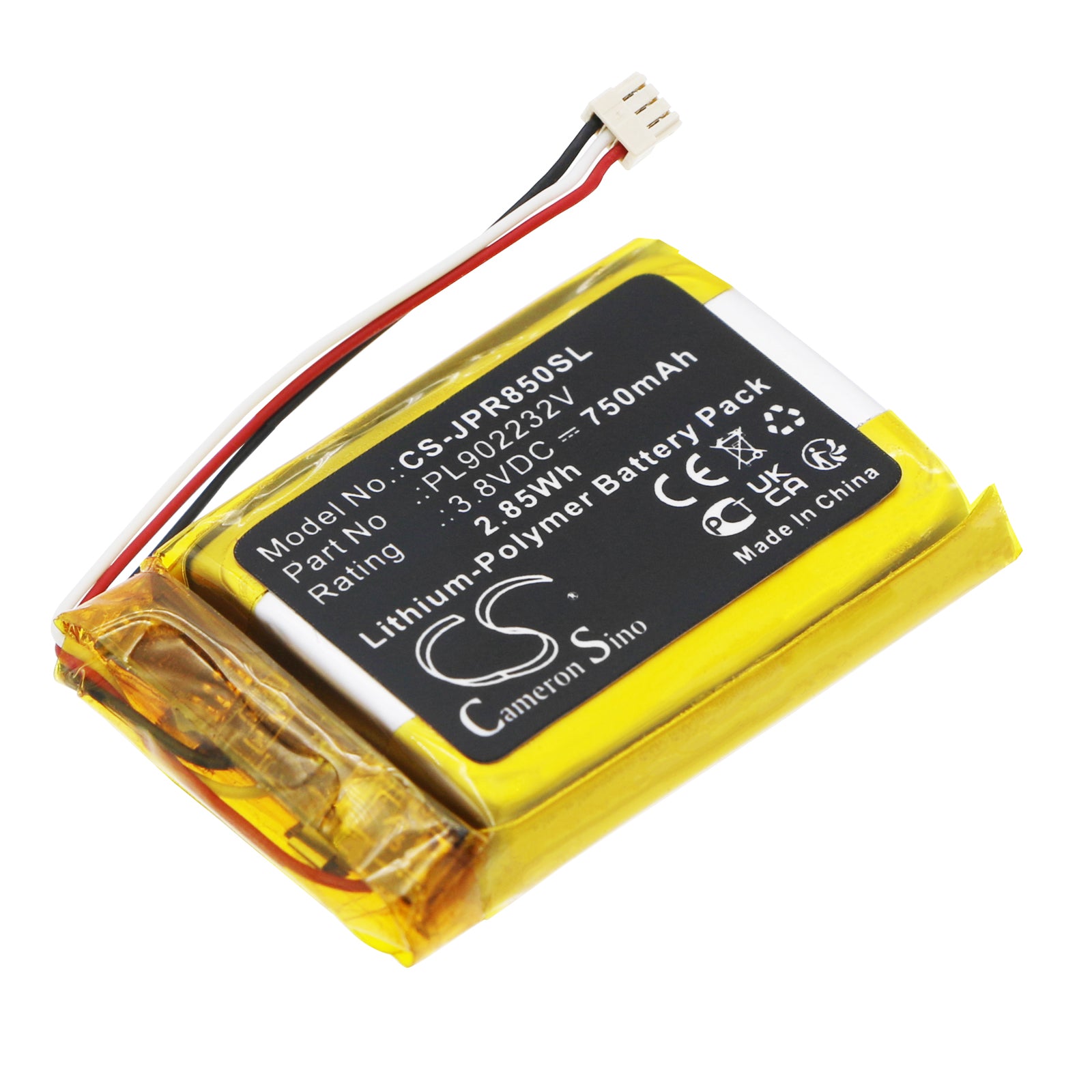 Jabra Elite 85t Charging Case Replacement Battery, 750mAh 3.8V Li-Polymer, Model PL902232V
