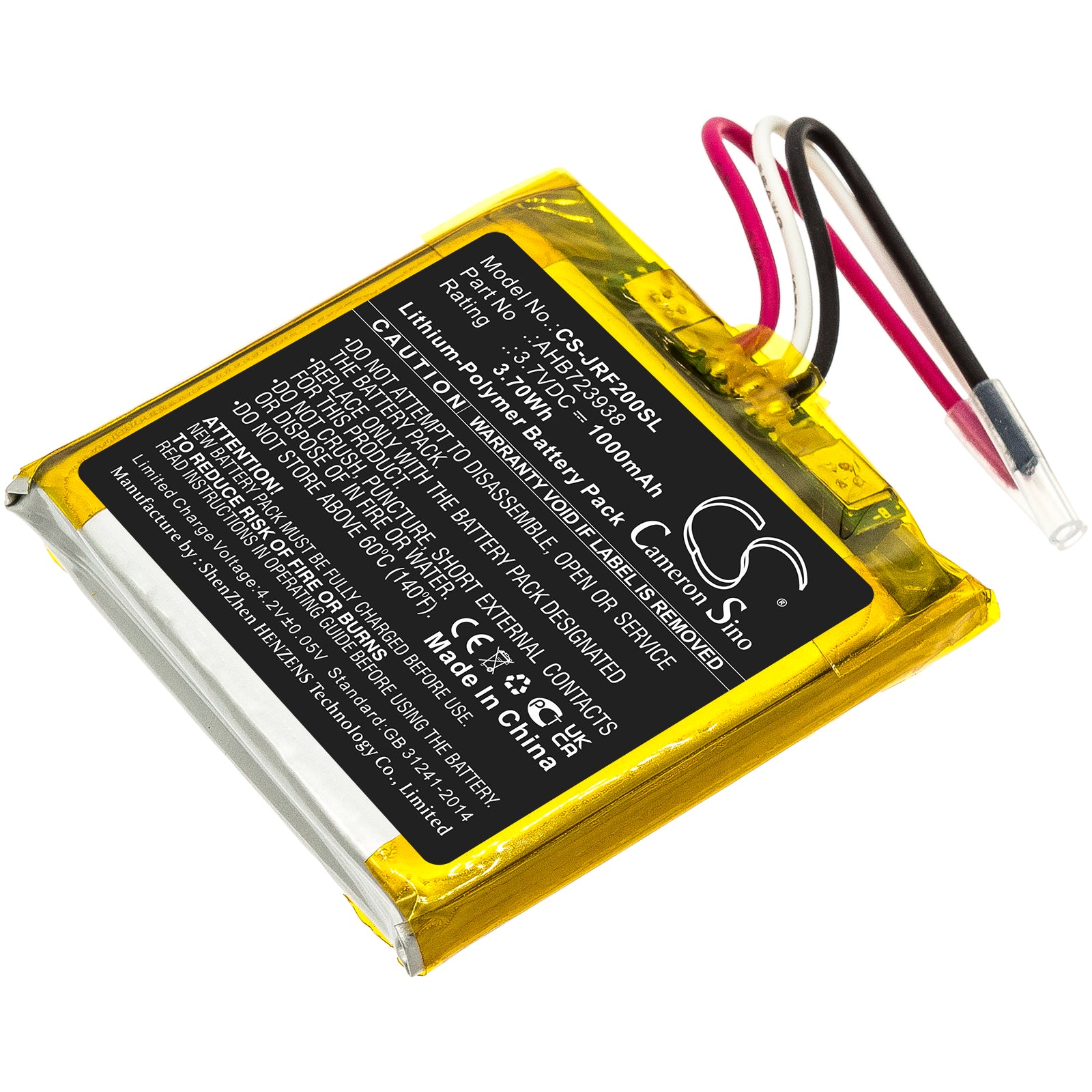 1000mAh Replacement Battery for Jabra Solemate & HFS200 Speaker, 3.7V Li-Polymer, 3.7Wh (AHB723938)
