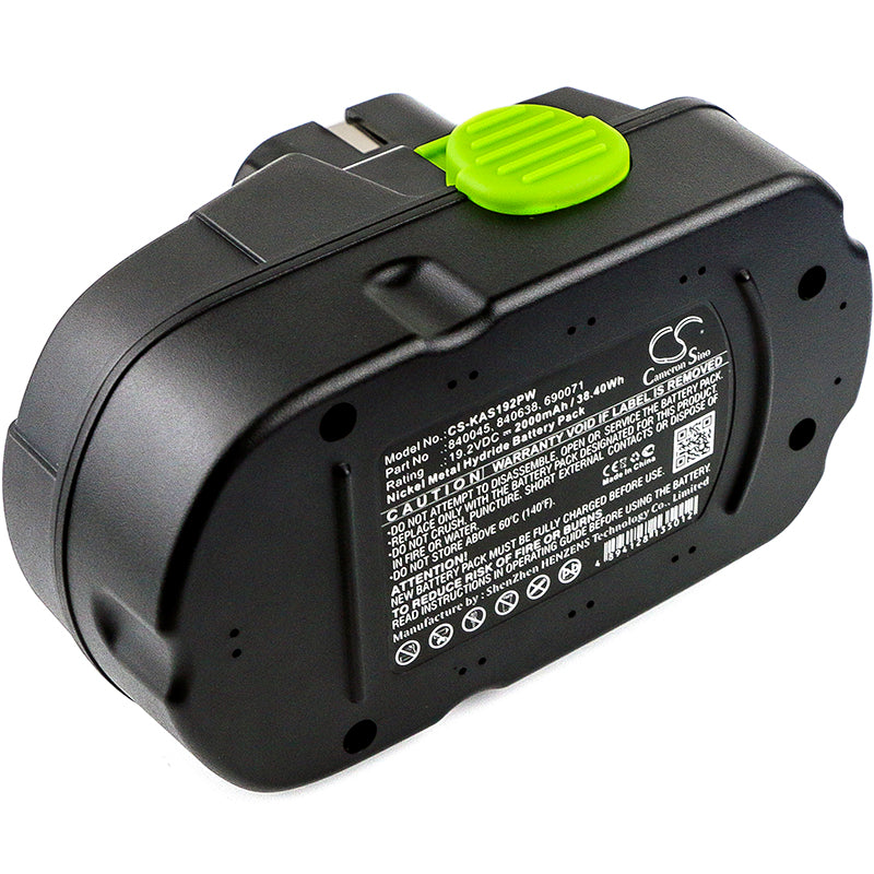 2000mAh 19.2V Ni-MH Replacement Battery for Kawasaki Unisource Power Tools - 69007, 691235, & More
