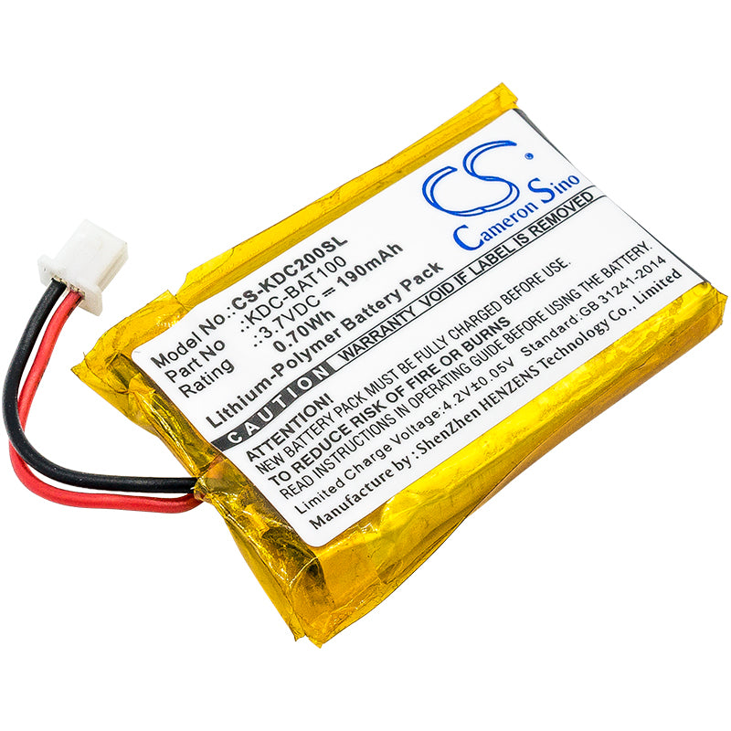 190mAh Replacement Battery for KOAMTAC KDC-100, KDC-200, KDC200iM Barcode Scanners - 3.7V Li-Polymer
