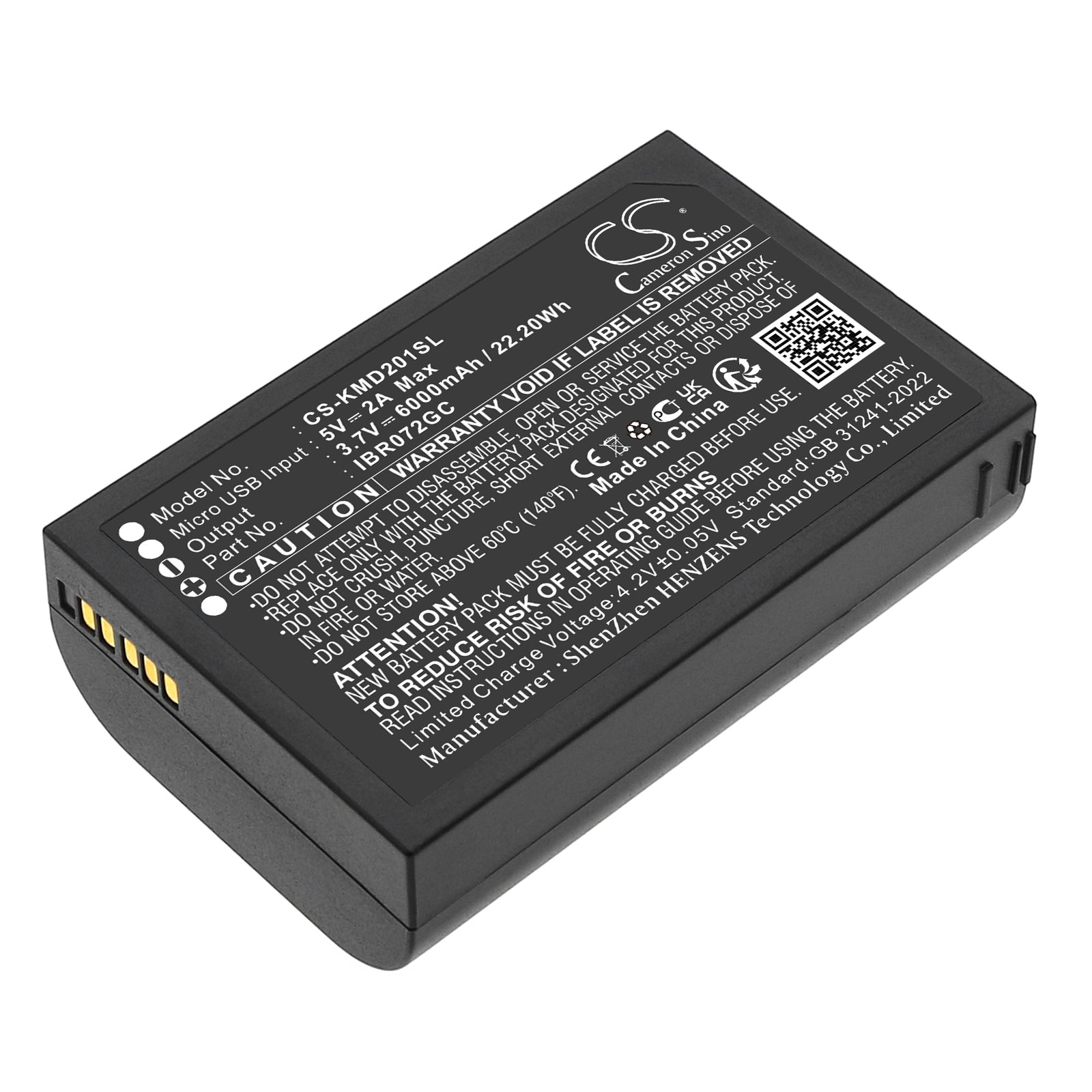 6000mAh Replacement Battery for Kami/IBR072GC/AD201-1 Home Security Camera, 3.7V 22.20Wh Li-ion
