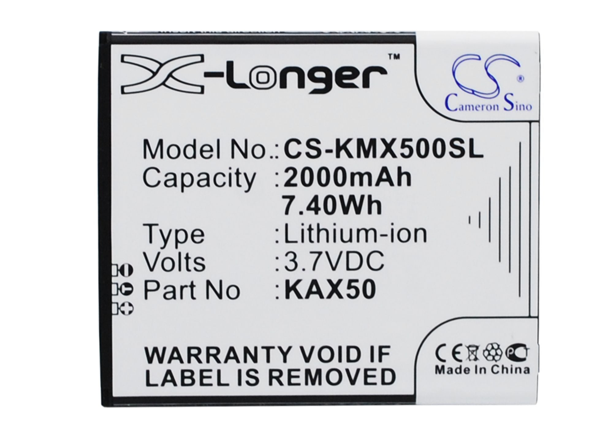 2000mAh Replacement Battery for KAZAM Trooper X5.0 - 3.7V Li-ion, KAX50/XJFAL009330 - Smartphone Battery Replacement
