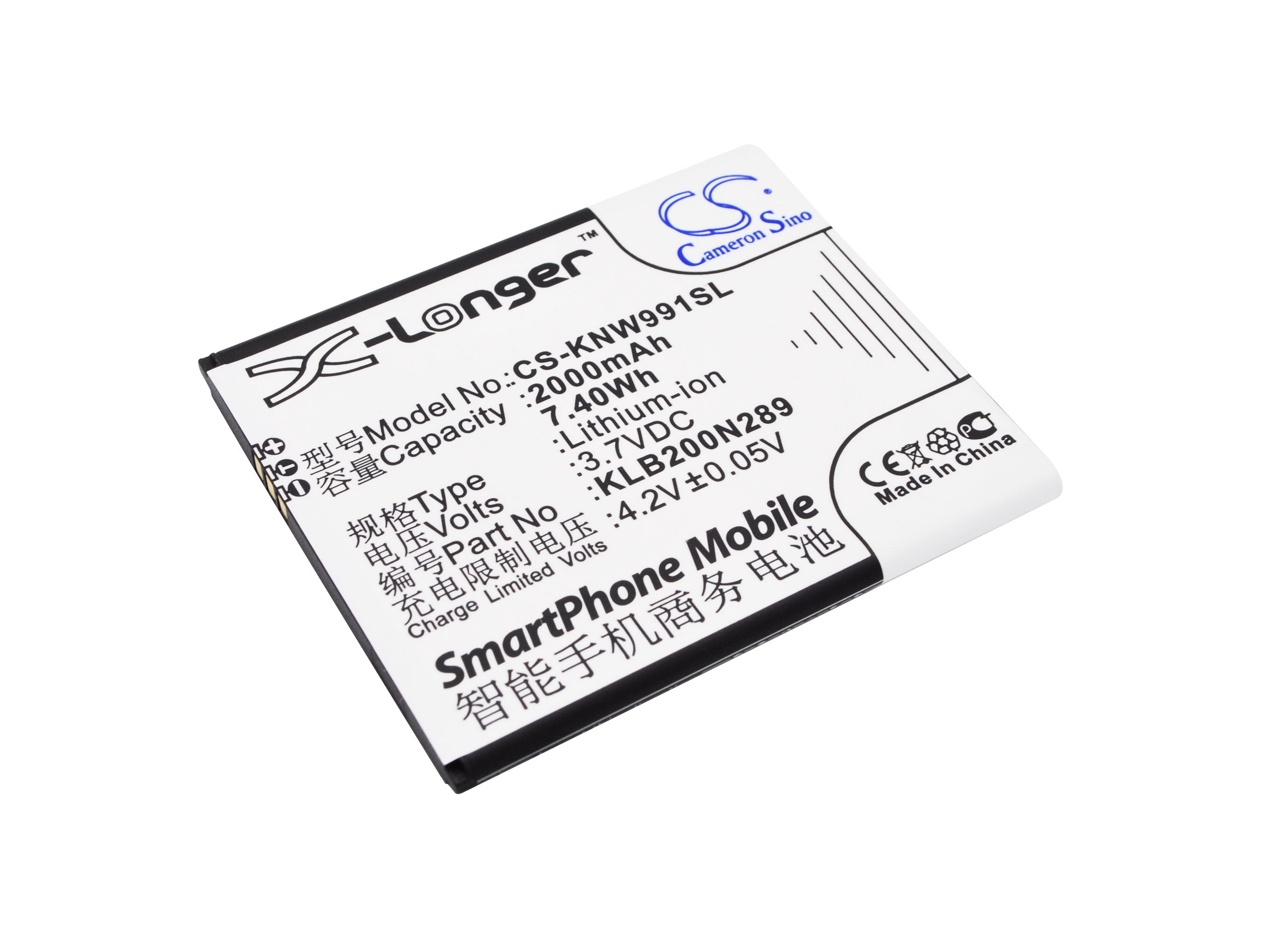 2000mAh 3.7V Li-ion Replacement Battery for Avvio 792, KONKA W991, Polytron R3500 - Zonda Mega, Meu AN500 Smartphones
