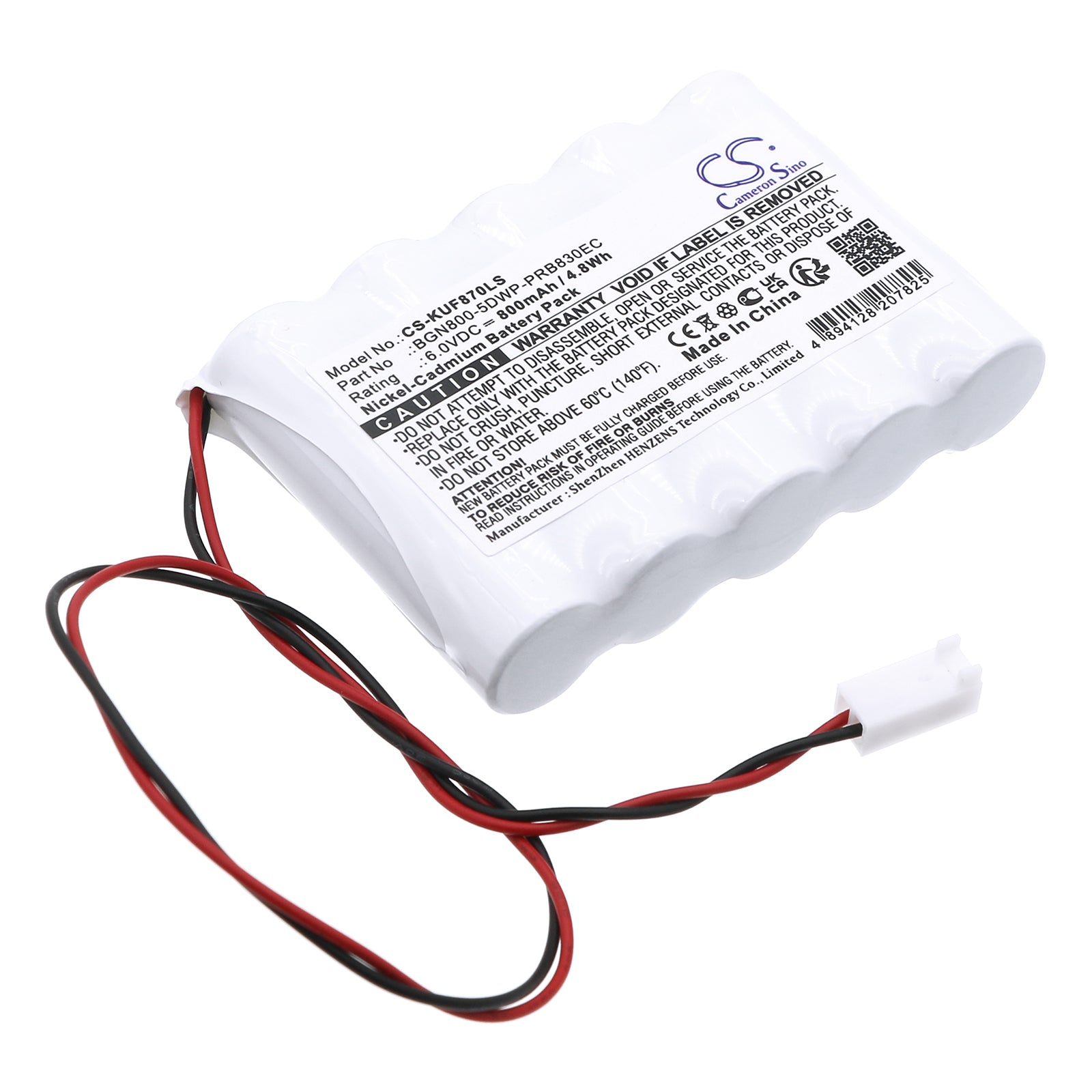 6V 800mAh NiCD Emergency Light Battery - Replaces Kaufel 011110, 001870, BGN800-5DWP (71.2x50.4x14.3mm)
