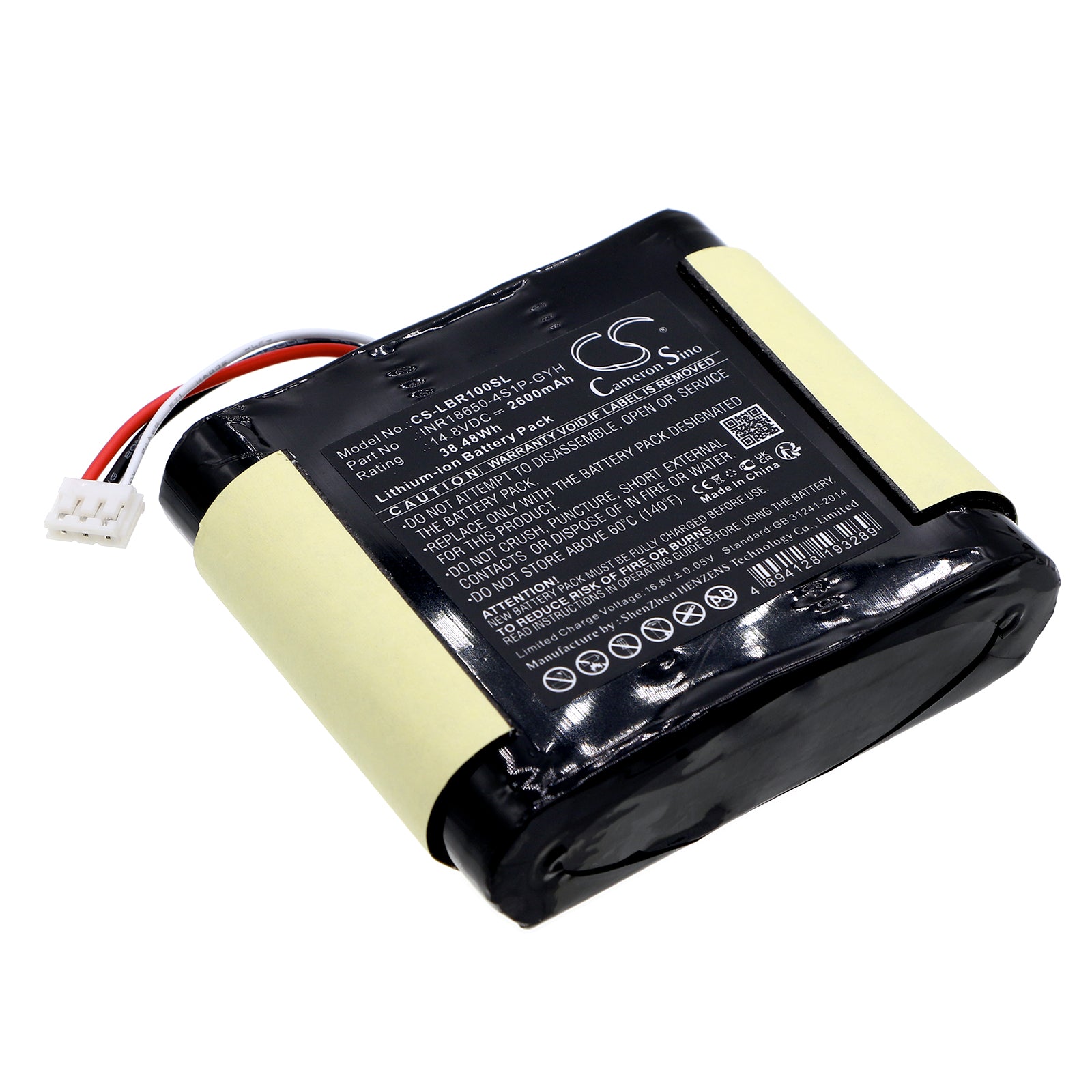 Libratone Speaker Replacement Battery - 2600mAh 14.8V Li-ion (INR18650-4S1P-GYH) - High Capacity, 38.48Wh
