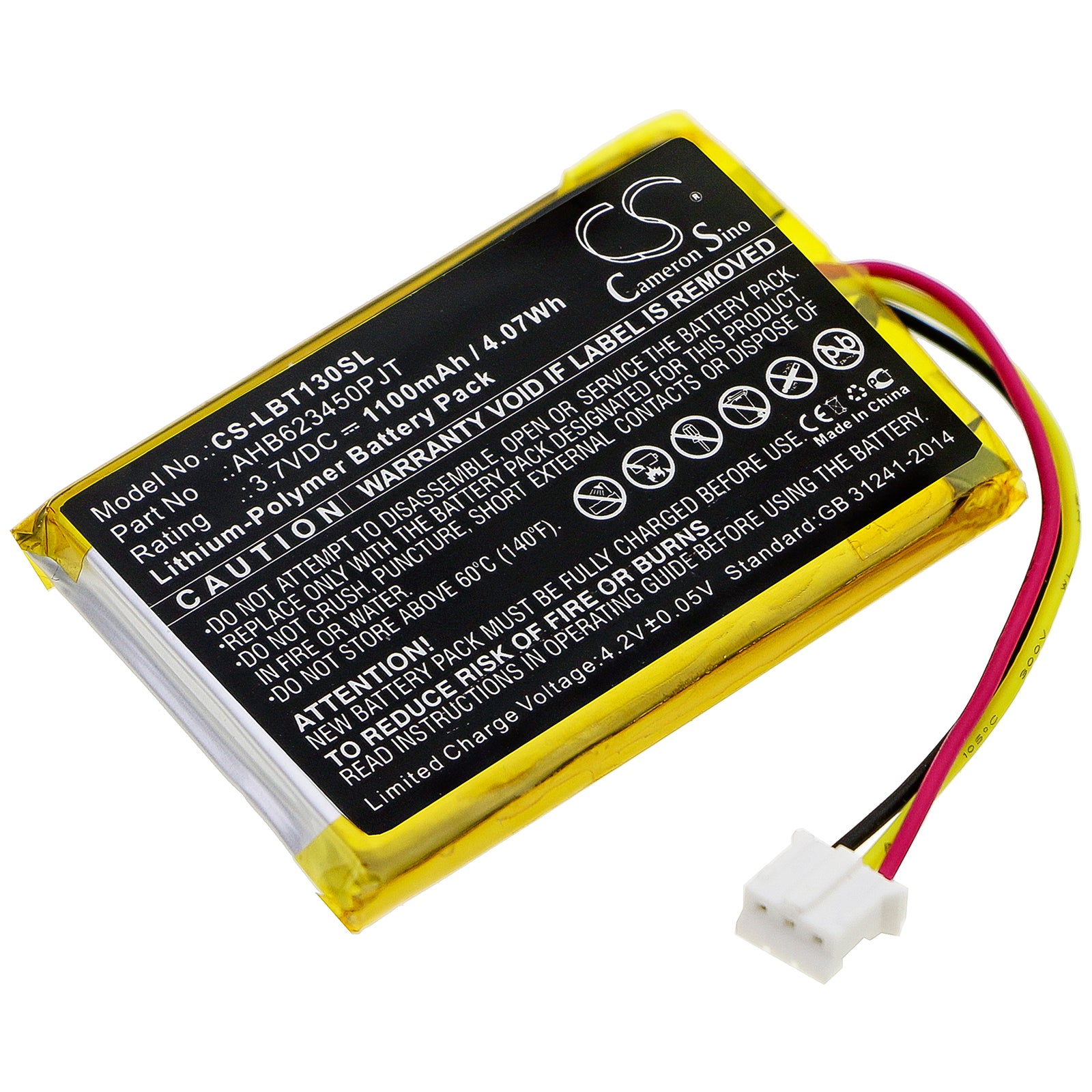 1100mAh Battery for Listen Technologies/OKAYO Audio Guide & LBT-1300 Headset - 3.7V Li-Polymer Replacement
