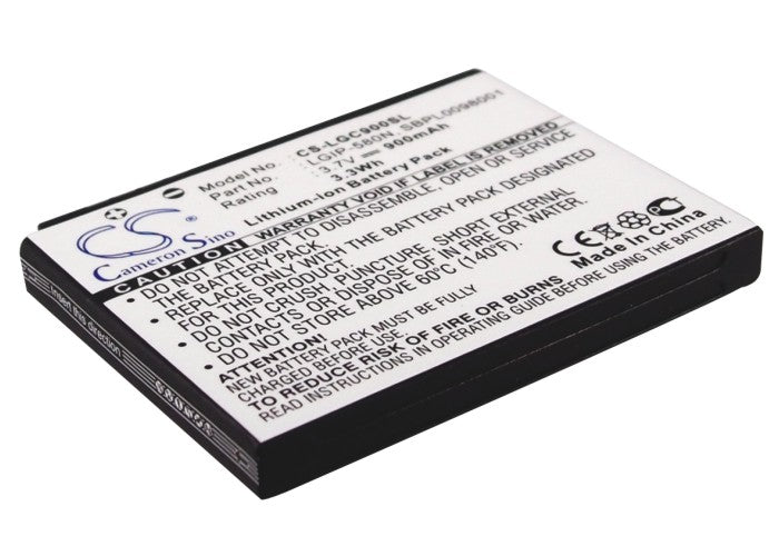 900mAh 3.7V Li-ion Replacement Battery for LG GC900 Viewty Smart, GT950 Arena, LX610 Lotus Elite
