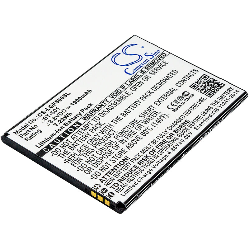 1900mAh Battery Replacement for Leagoo Alfa 5 Smartphone - 3.8V 7.22Wh Li-ion - BT-501 Model 
