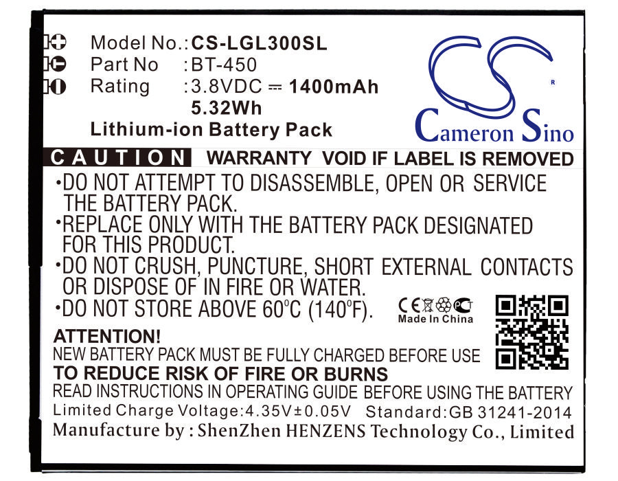 Leagoo Lead 3/3S Smartphone Replacement Battery - 1400mAh 3.8V Li-ion - BT-450 Compatible Power Upgrade
