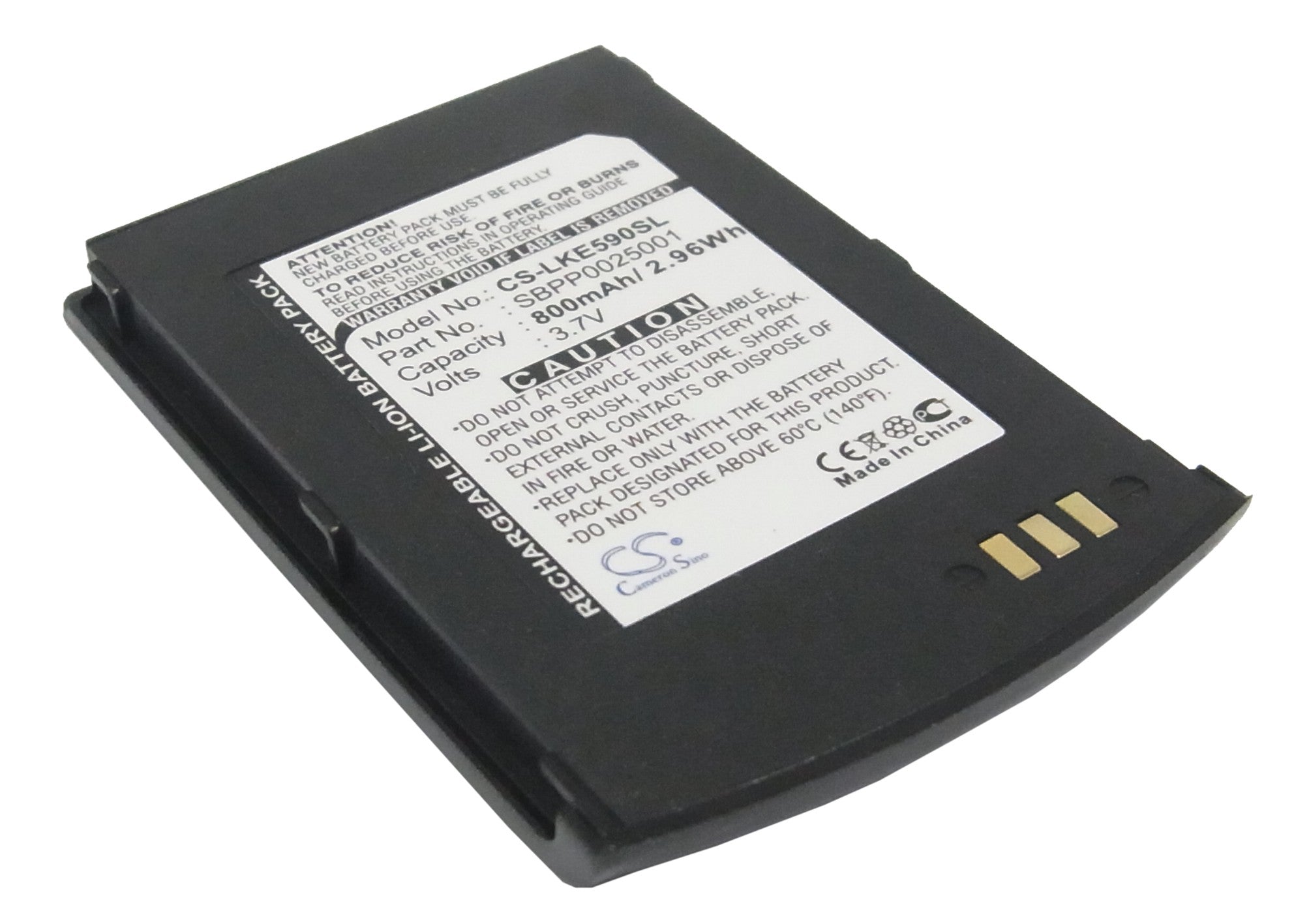 LG KE590 Mobile Phone Battery Replacement - 800mAh, 3.7V Li-ion, 59.5x39.4x5.9mm - High Capacity Power Upgrade
