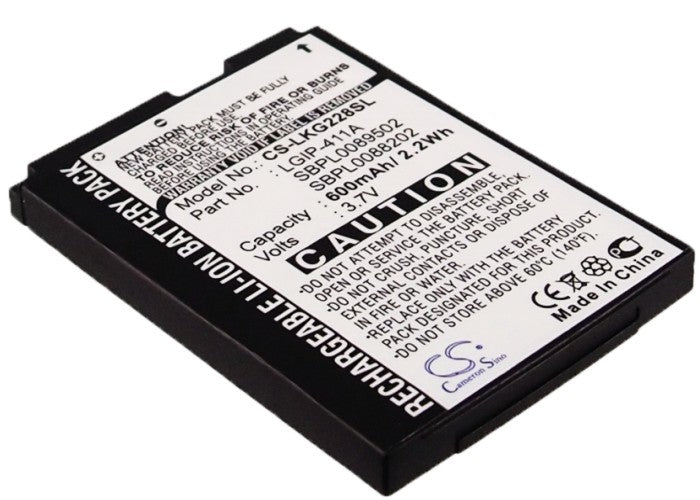 600mAh 3.7V Li-ion Replacement Battery for LG KG288, LX160, CG180, KG375 Mobile Phones - Long-Lasting Power
